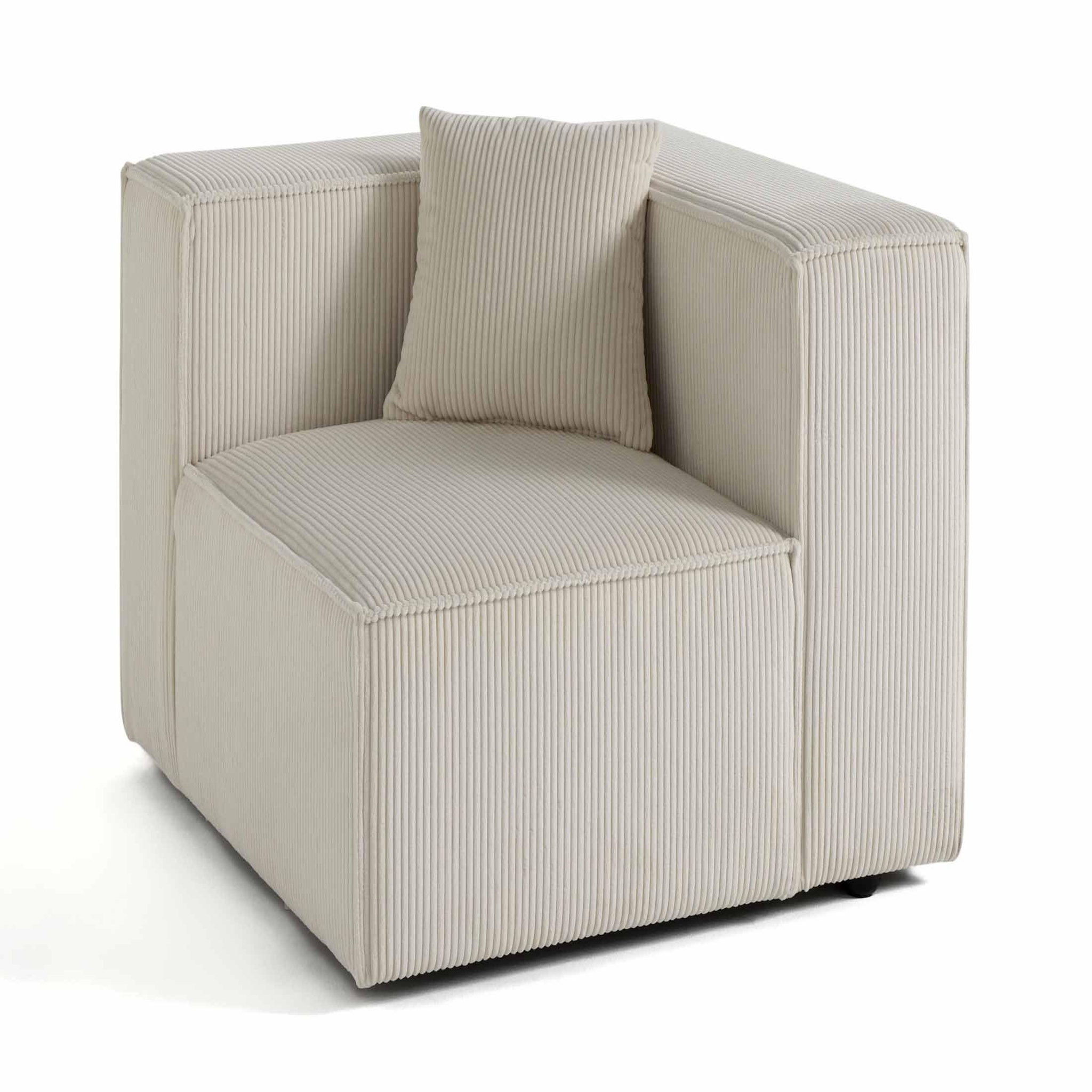 LISA DESIGN Arty - module d'assise droit - en velours côtelé. Coloris disponibles : Orange
