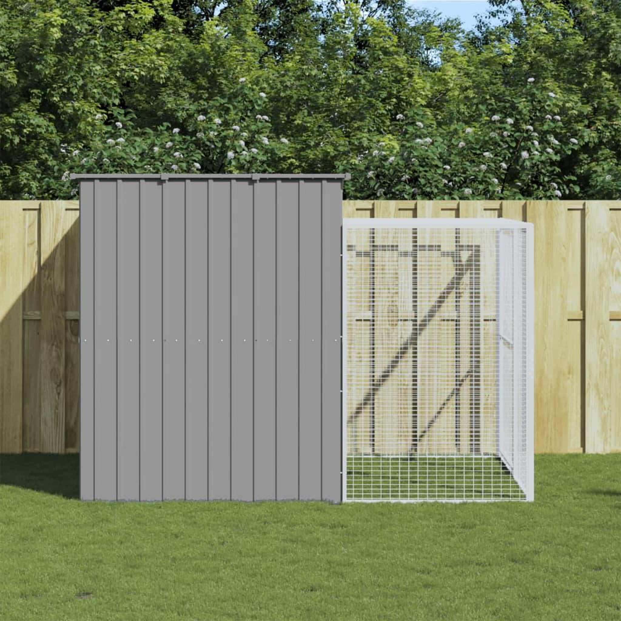 VIDAXL Niche pour chien avec cour gris clair 214x253x181 cm