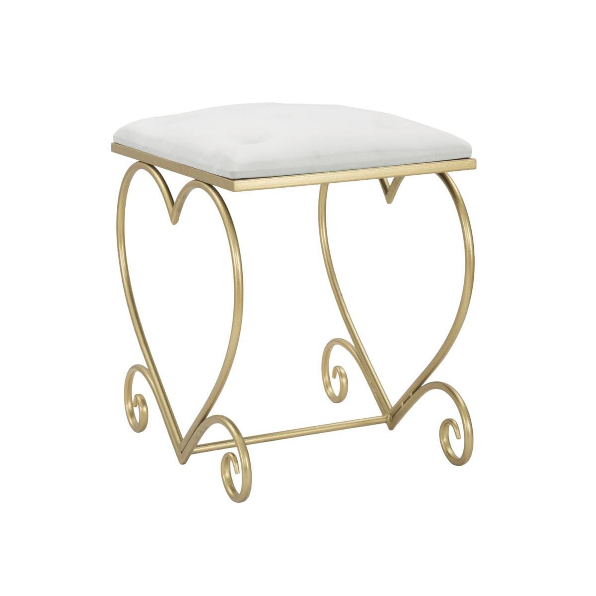 Voir la diapositive 3 : Paris Prix Tabouret design  heart  51cm crème & or