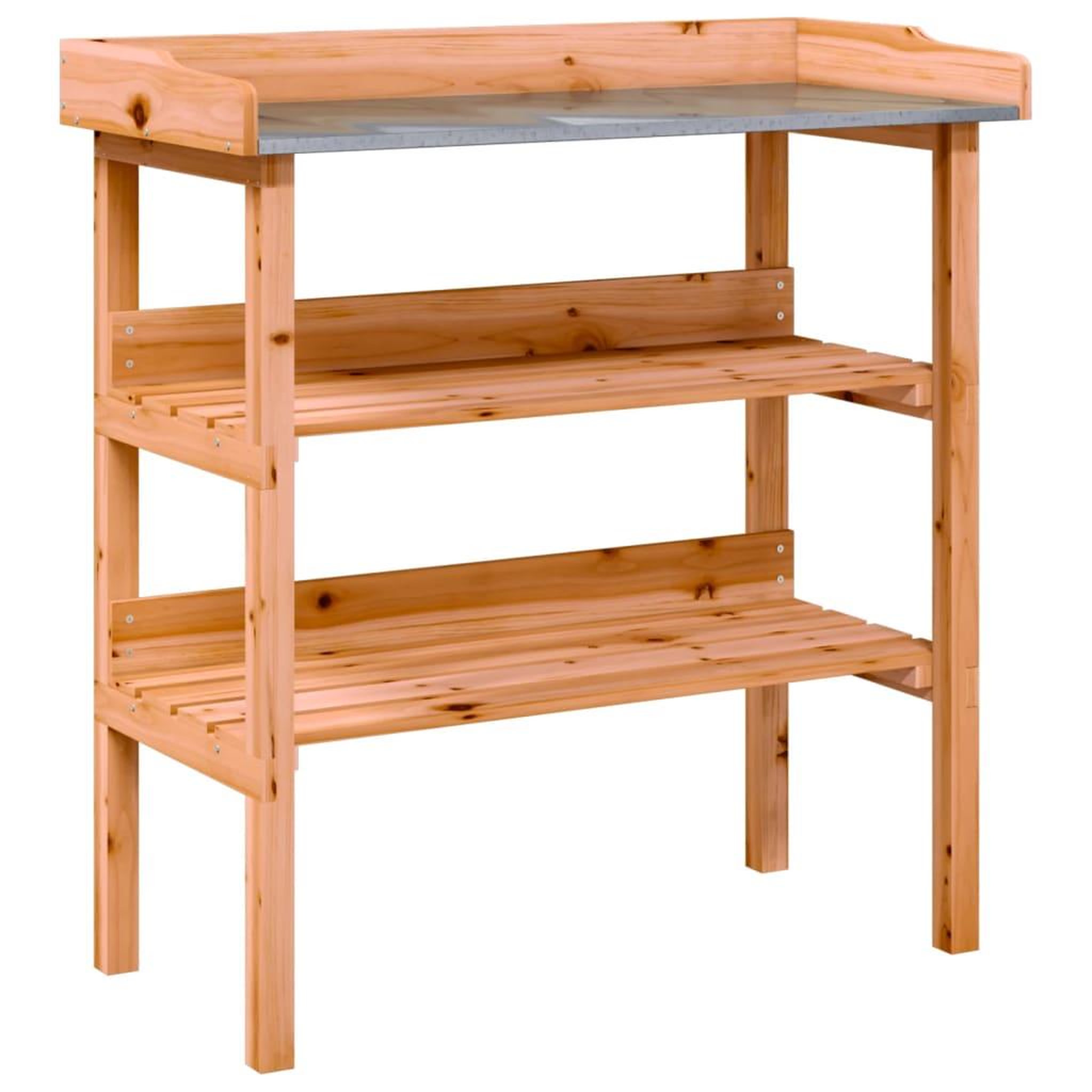 Voir la diapositive 2 : VIDAXL Table a plantes avec etageres marron 78x38x82,5cm bois de sapin