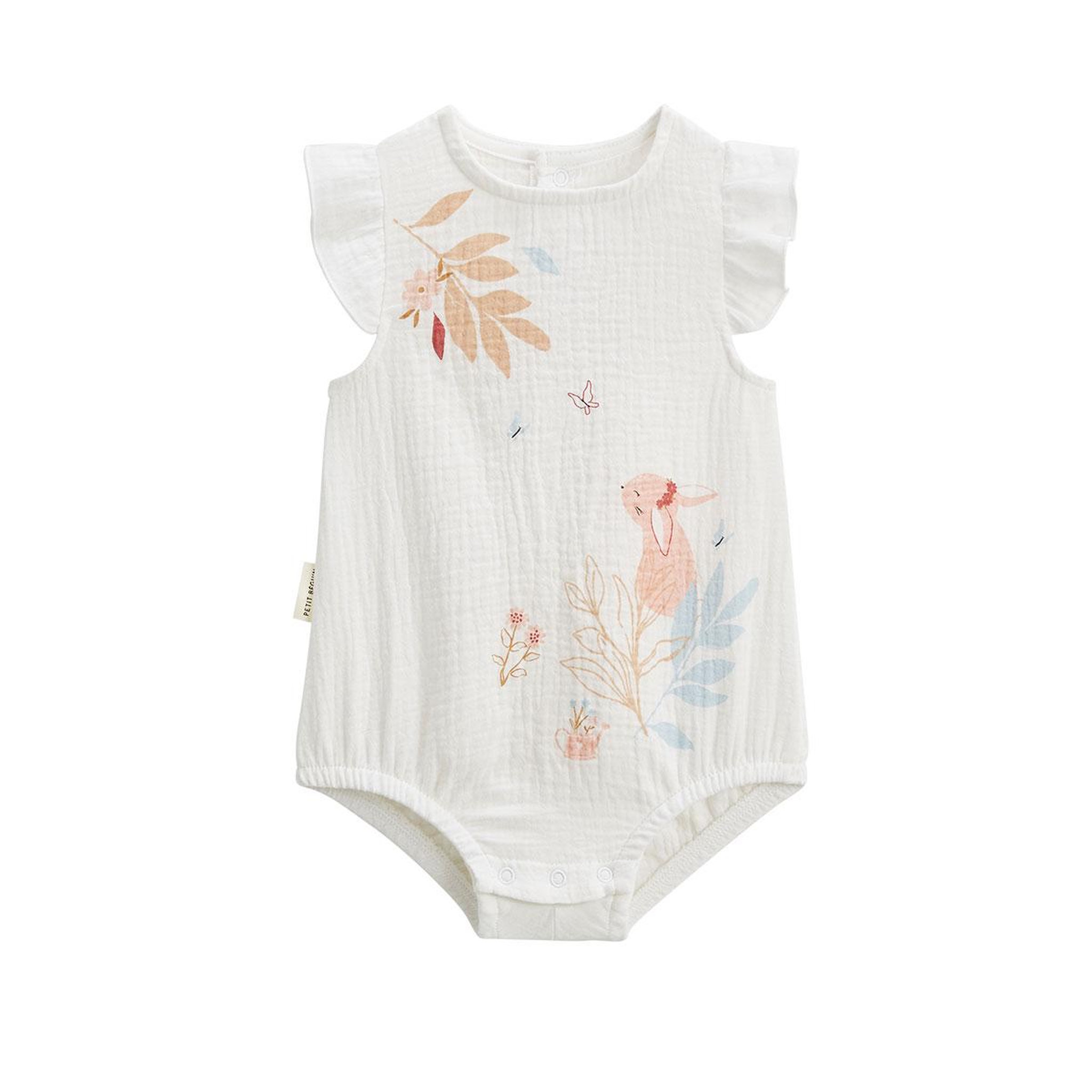 Voir la diapositive 5 : Petit Béguin Lot de 2 barboteuses bloomer bébé en gaze de coton Praline
