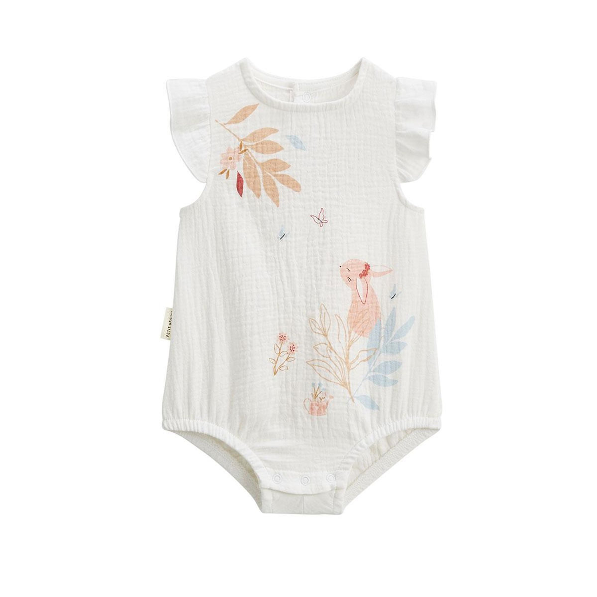 Petit Béguin Lot de 2 barboteuses bloomer bébé en gaze de coton Praline