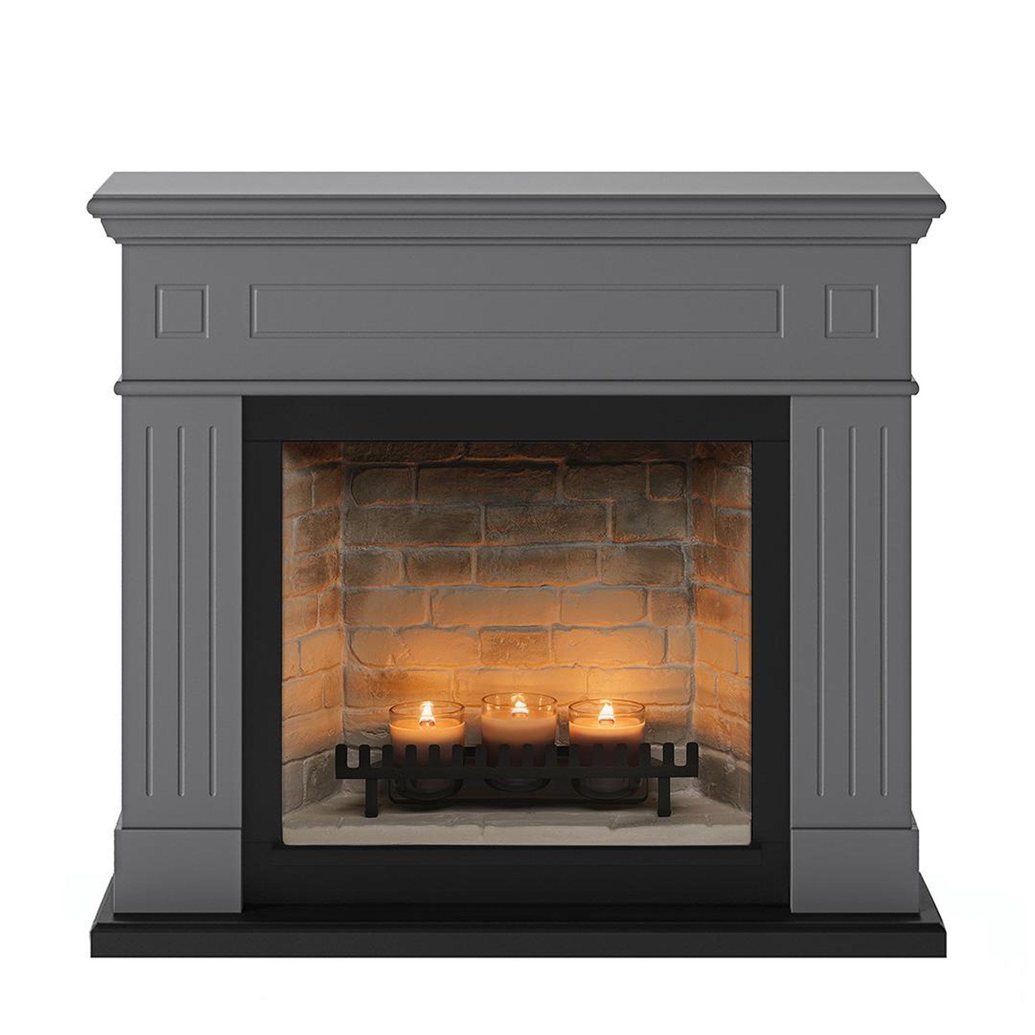 CENTRALE BRICO Cheminée électrique à bougies parfumées - LARSEN Zenflame - Effets flammes et crépitement - Gris