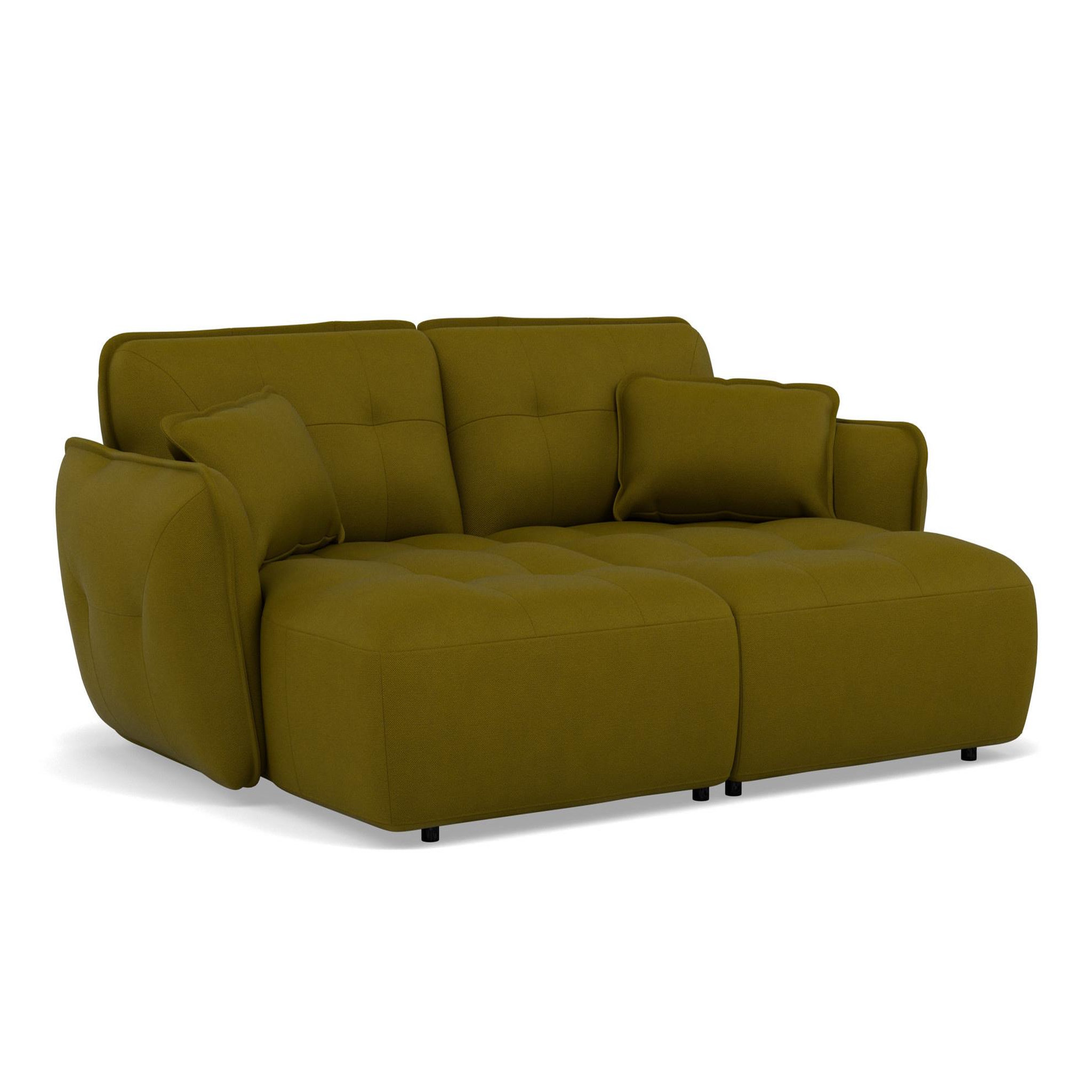 Voir la diapositive 3 : BEST MOBILIER Thais - canapé droit 4 places avec double méridienne assise profonde en tissu texturé
