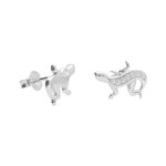 L'ATELIER D'AZUR Boucles d'Oreilles Argent 925/000 Rhodié - Salamandre Sertie de Zirconiums