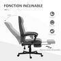 Voir la diapositive 5 : VINSETTO Chaise de bureau manager ergonomique inclinable réglable repose-pied rétractable tissu gris