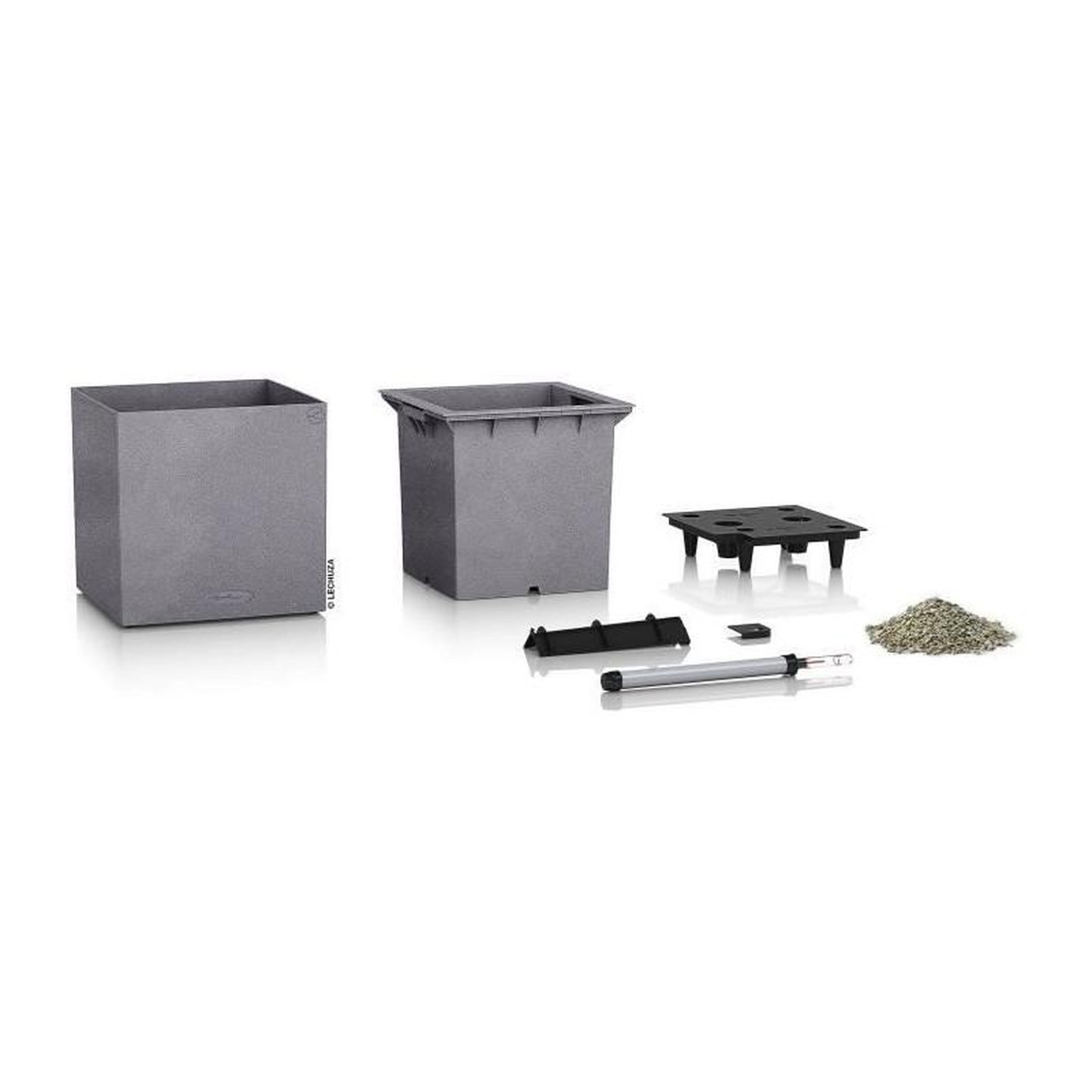 Voir la diapositive 2 : LECHUZA Pot Canto Color 40, gris pierre 7 L 40 cm