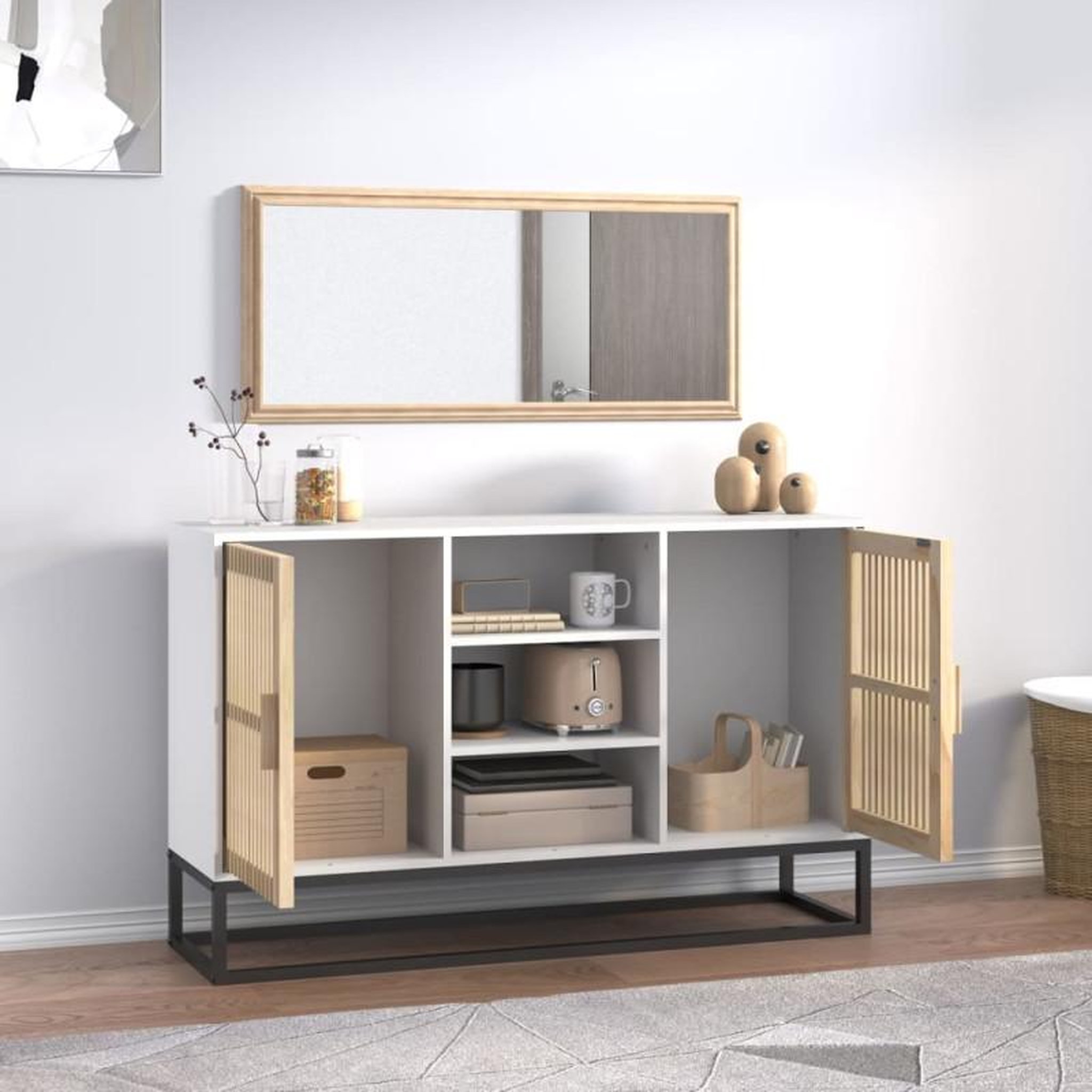 Voir la diapositive 3 : VIDAXL Buffet blanc 105x30x65 cm bois d ingénierie