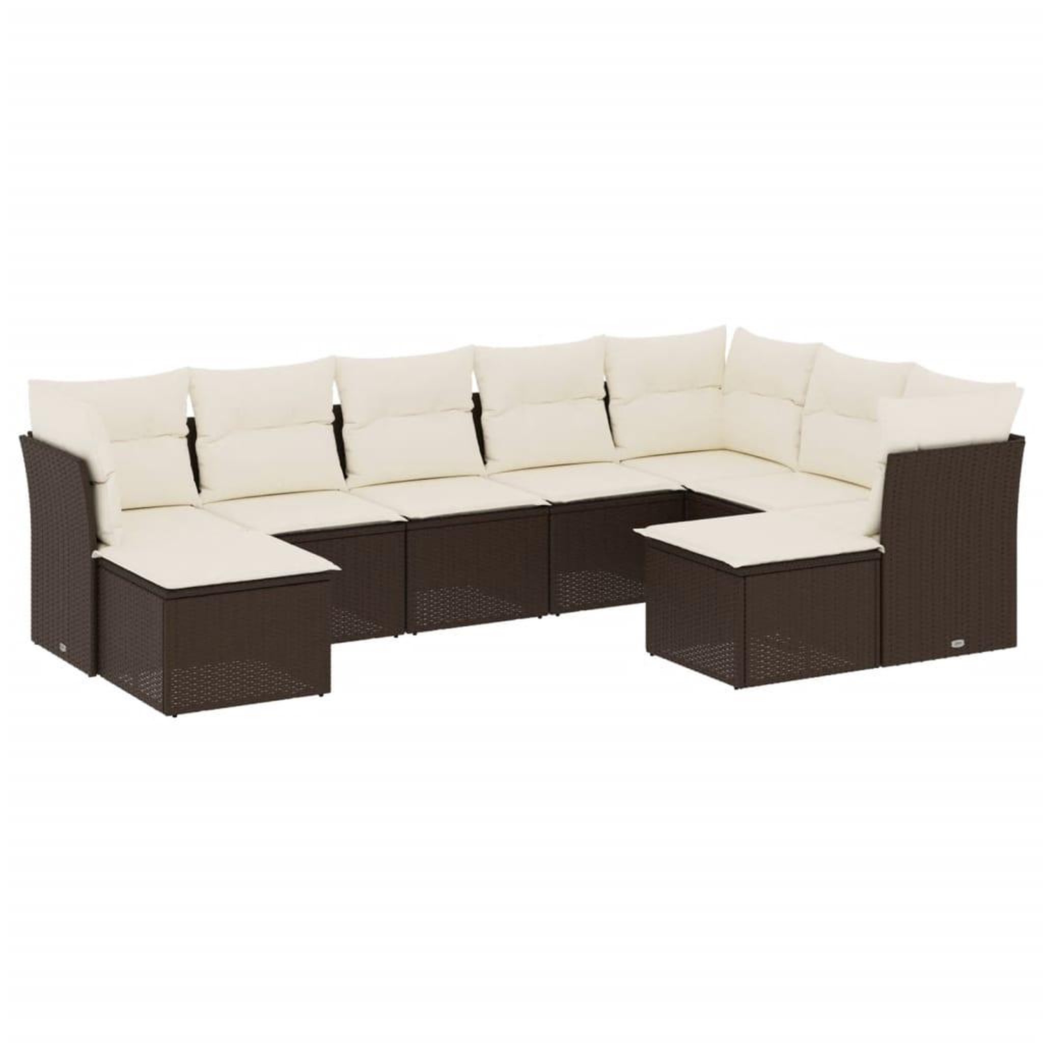 Voir la diapositive 2 : VIDAXL Salon de jardin avec coussins 9 pcs marron resine tressee