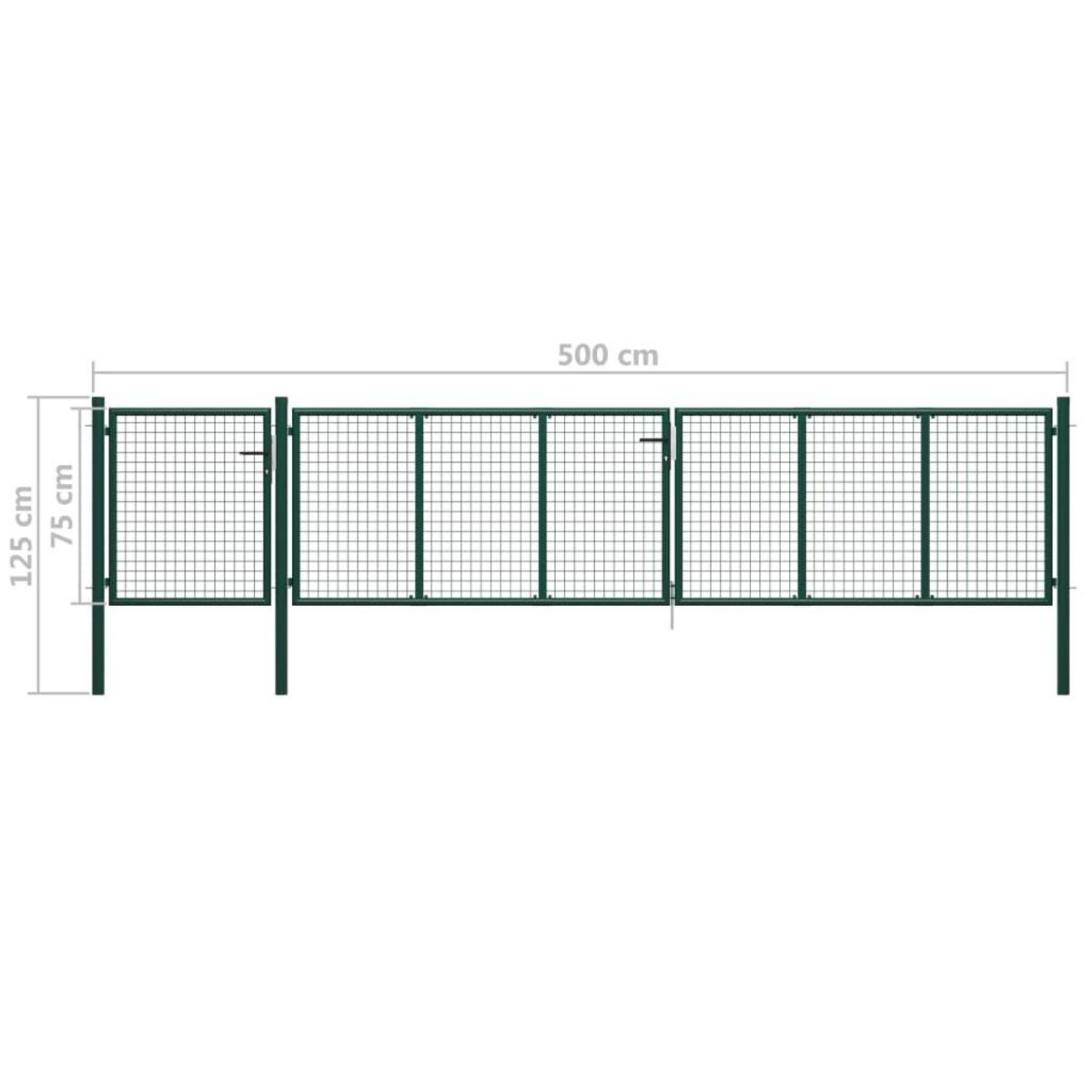 VIDAXL Portail de jardin Acier 500 x 75 cm Vert