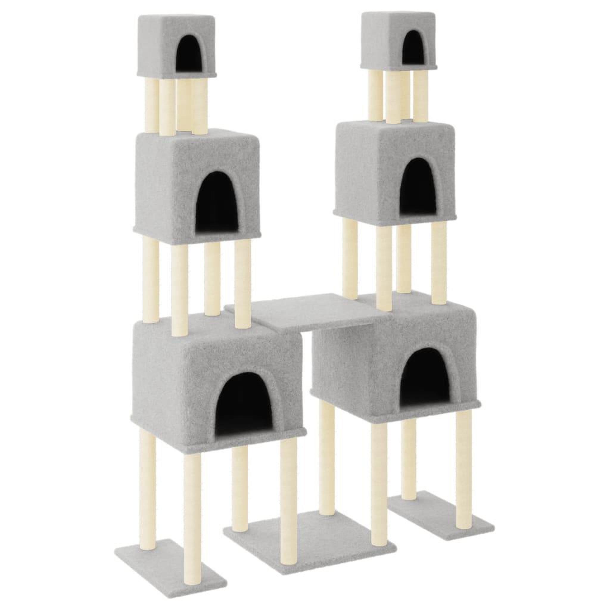 Voir la diapositive 2 : VIDAXL Arbre a chat avec griffoirs en sisal Gris clair 199 cm
