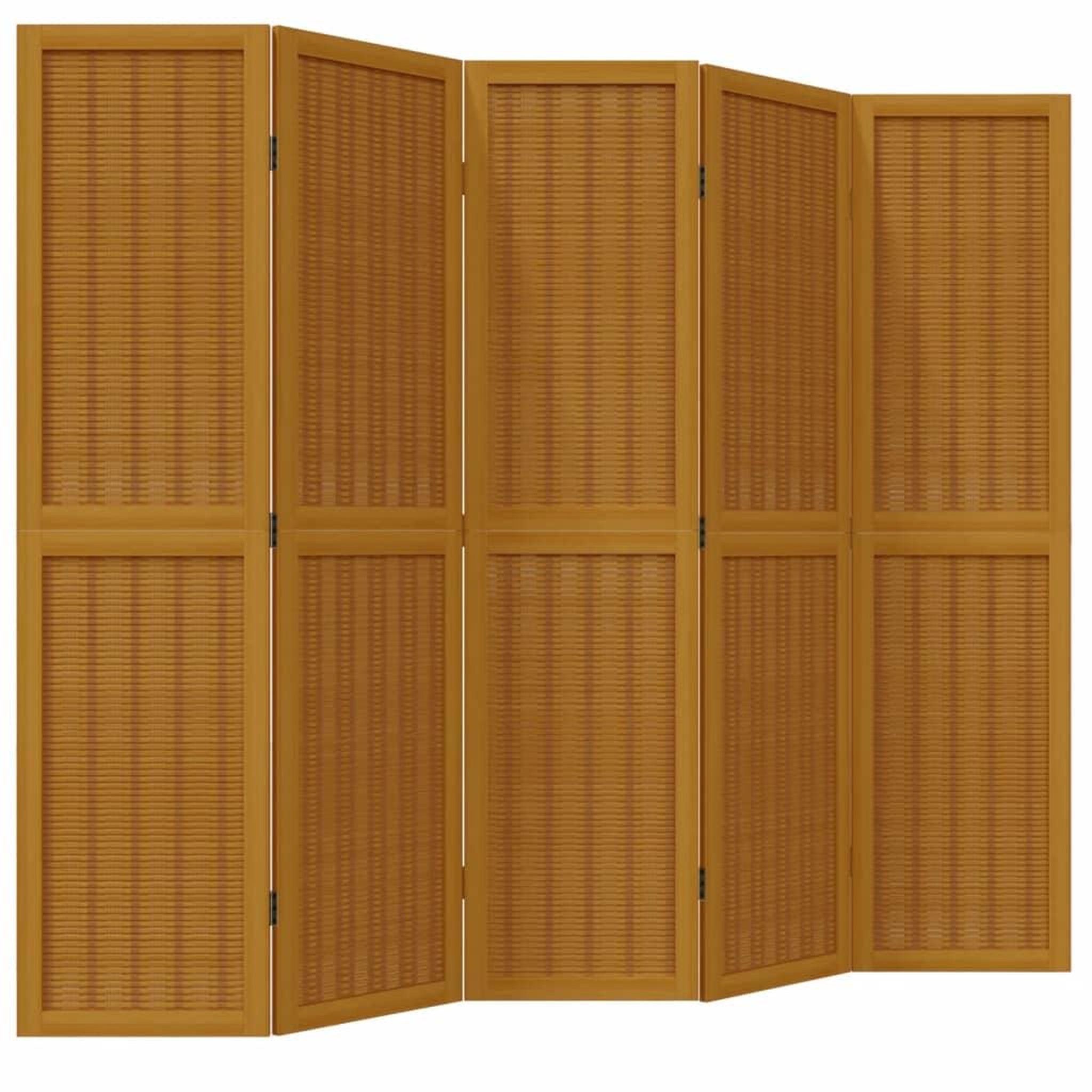 Voir la diapositive 2 : VIDAXL Cloison de separation 5 panneaux marron bois paulownia massif