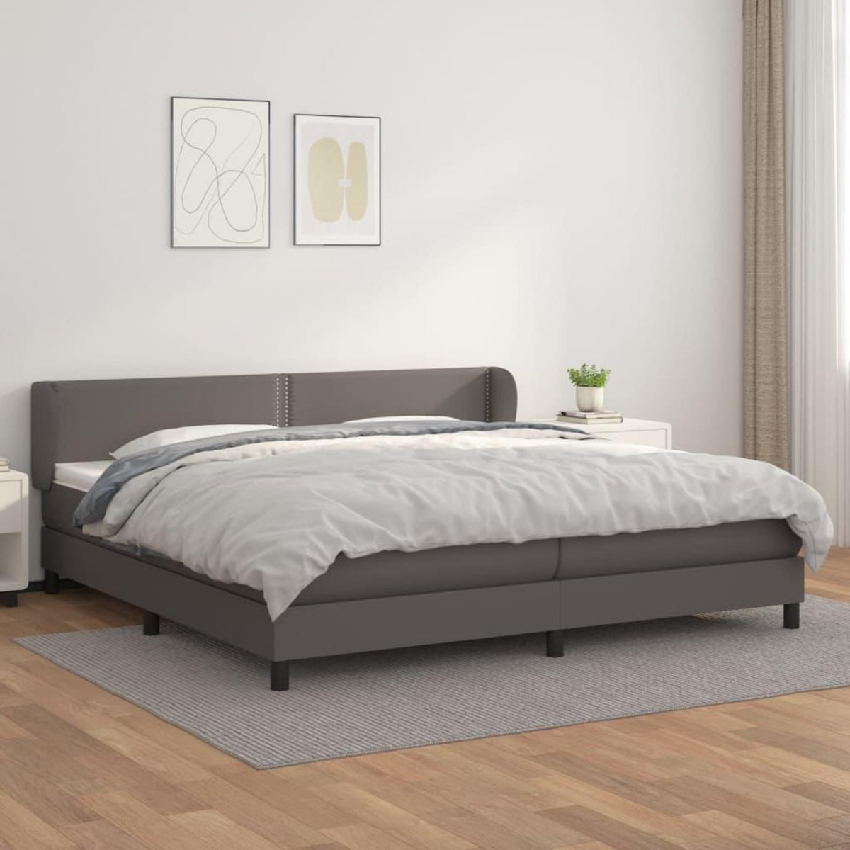 VIDAXL Sommier a lattes de lit avec matelas Gris 200x200 cm Similicuir