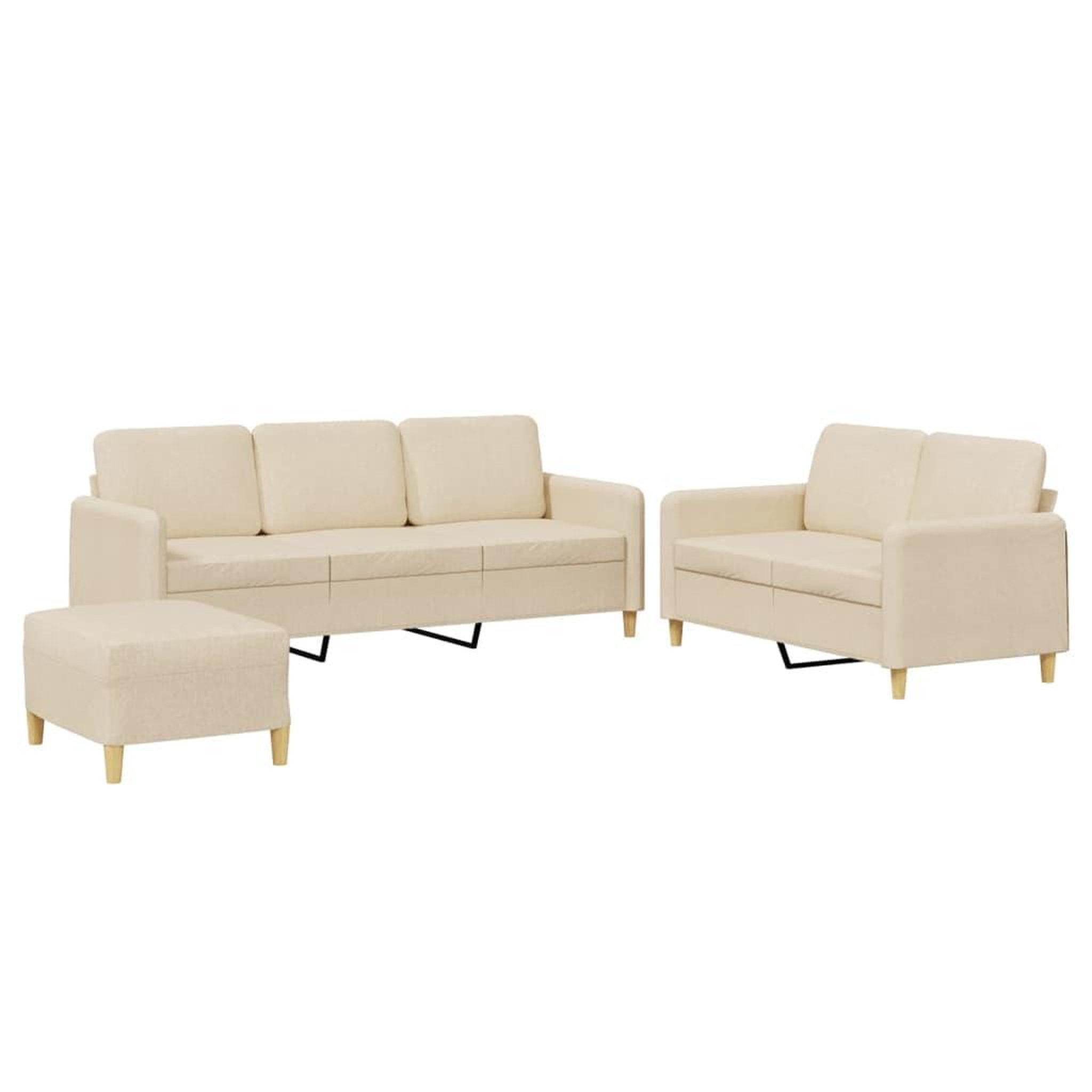 Voir la diapositive 2 : VIDAXL Ensemble de canapes 3 pcs avec coussins Creme Tissu