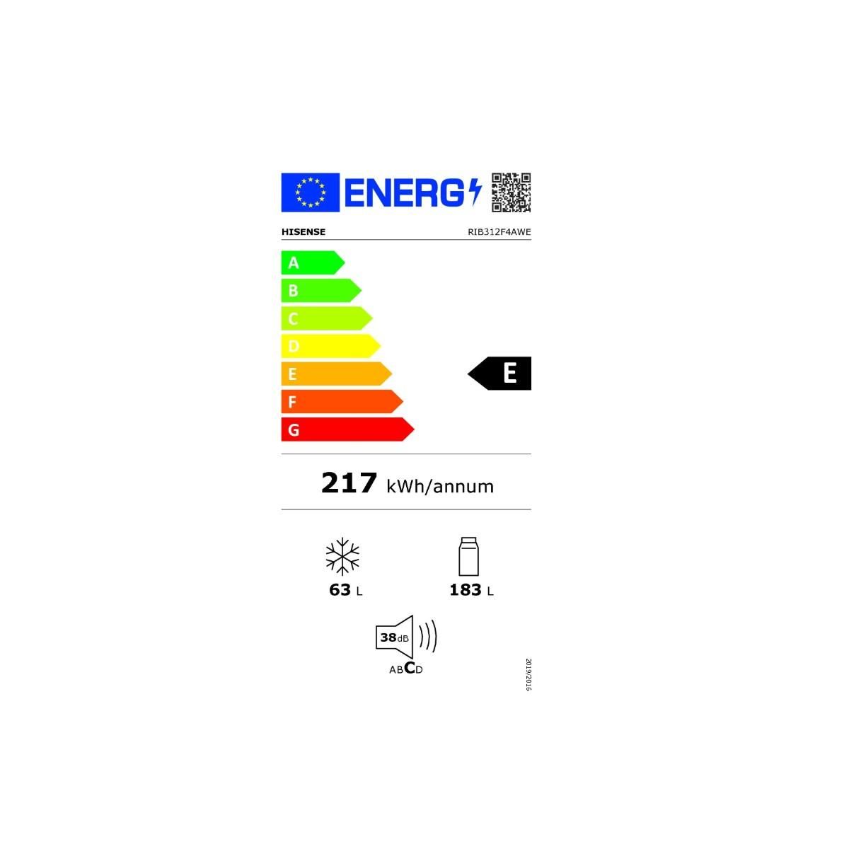 Hisense Réfrigérateur combiné intégrable à glissières 246l - RIB312F4AWE