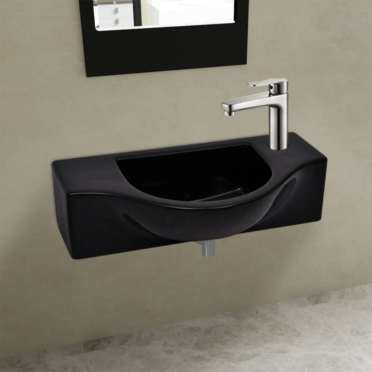 VIDAXL Vasque a trou pour robinet ceramique Noir pour salle de bain