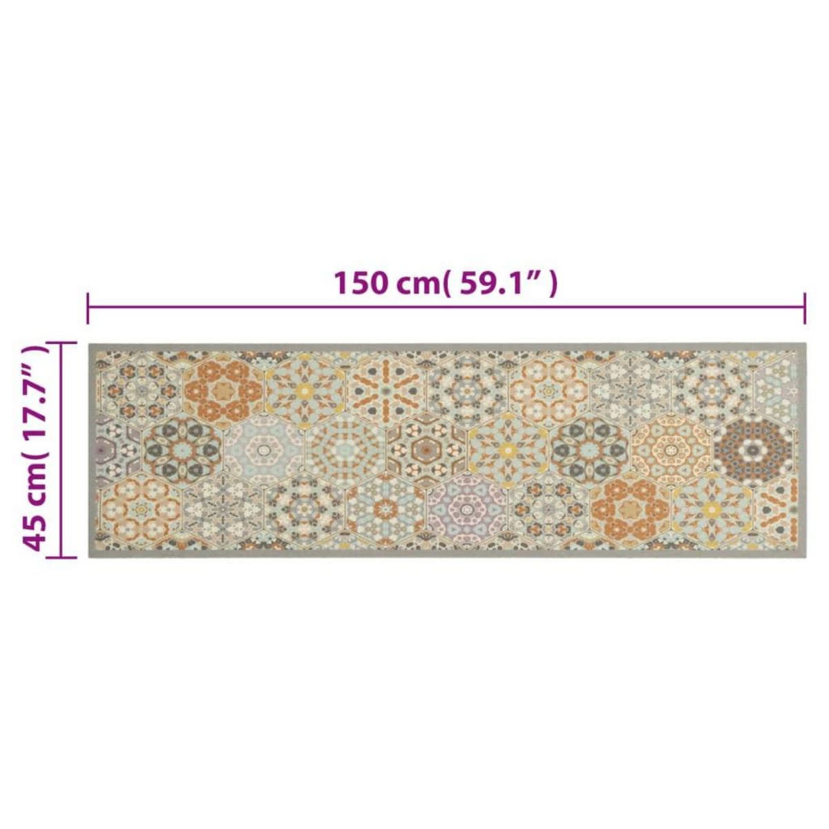 VIDAXL Tapis de cuisine lavable impression pastel hexagonale 45x150 cm