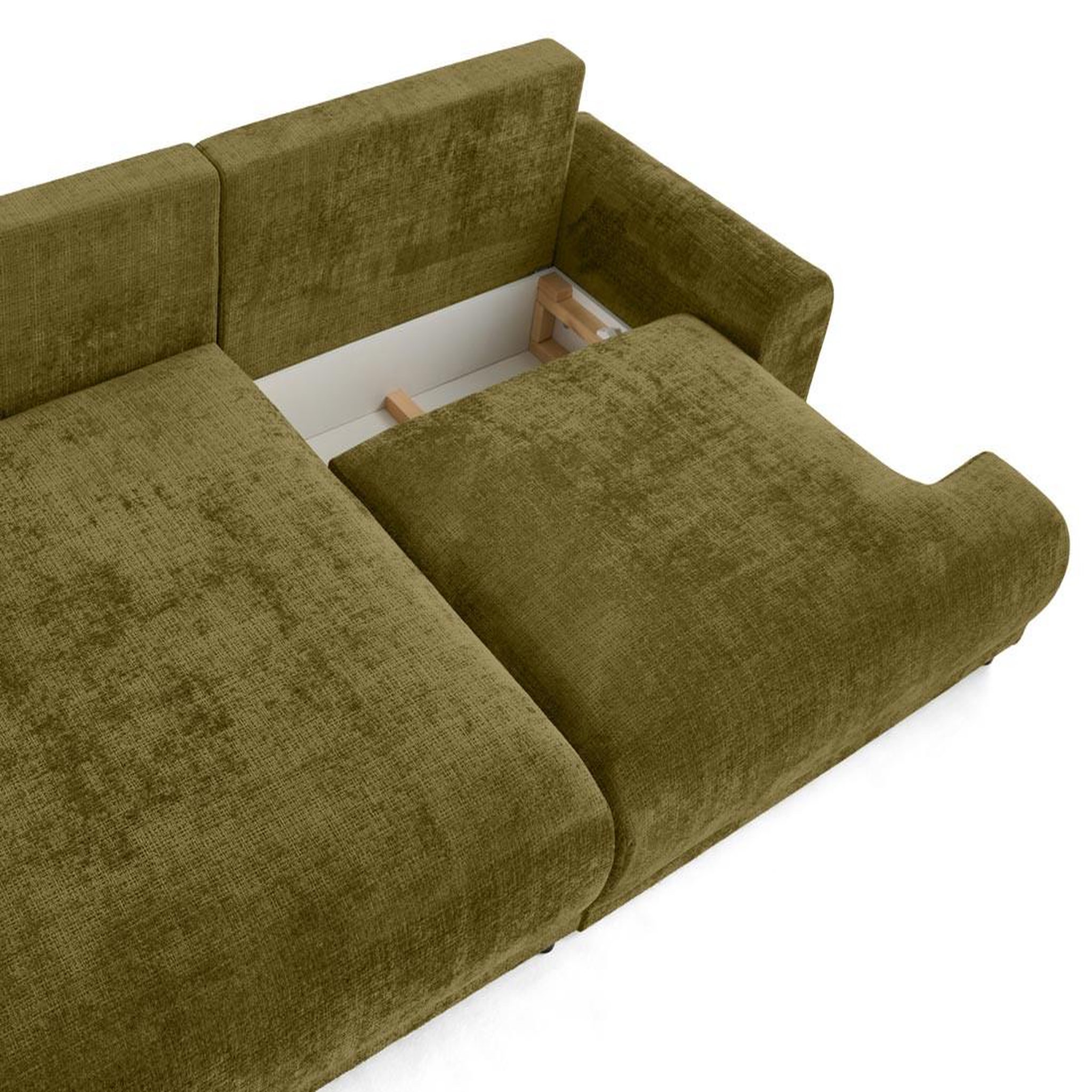 Voir la diapositive 3 : LISA DESIGN Nelly - canapé d'angle gauche 4 places convertible avec coffre en velours texturé