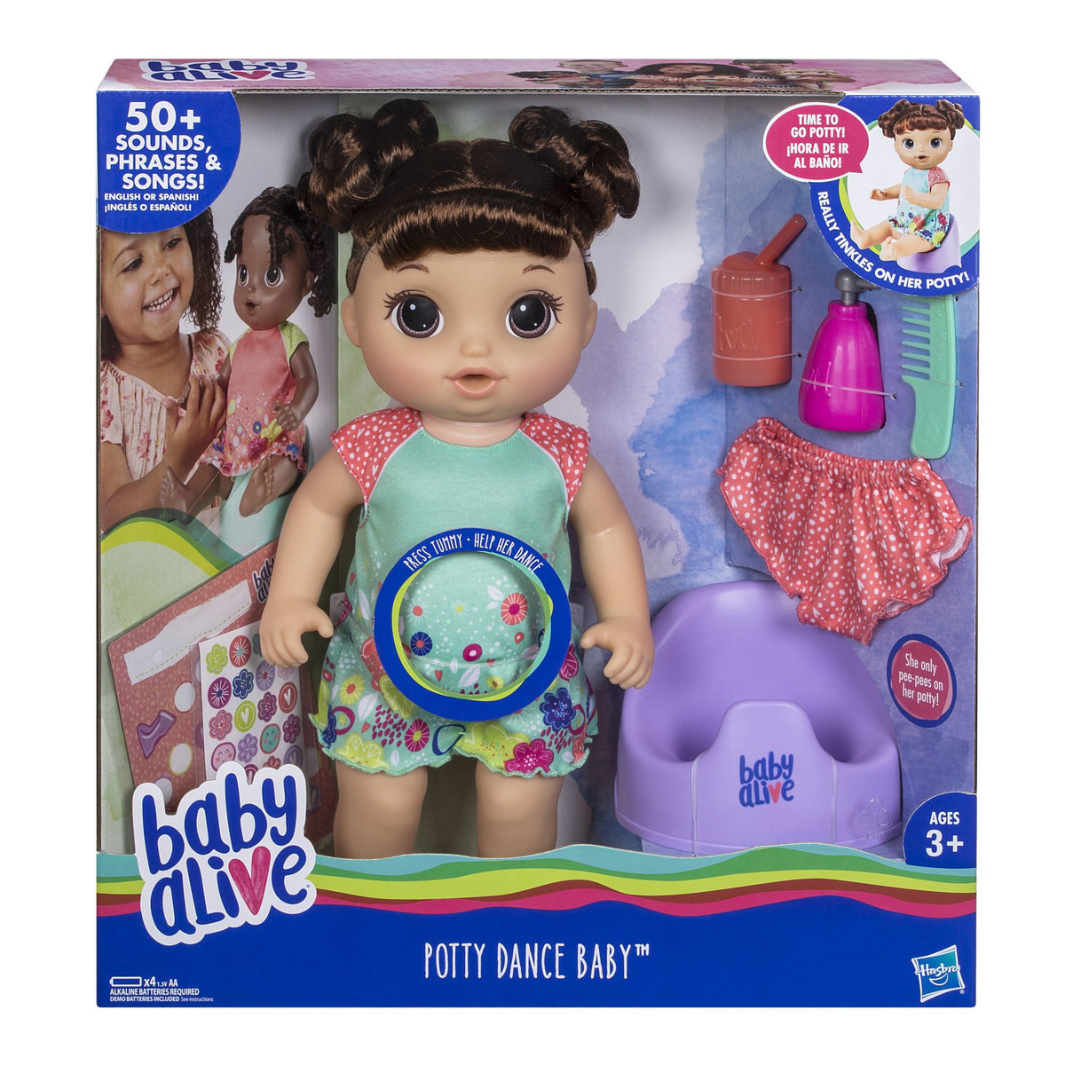 HASBRO Baby Alive - Poupée aux cheveux bruns va au pot