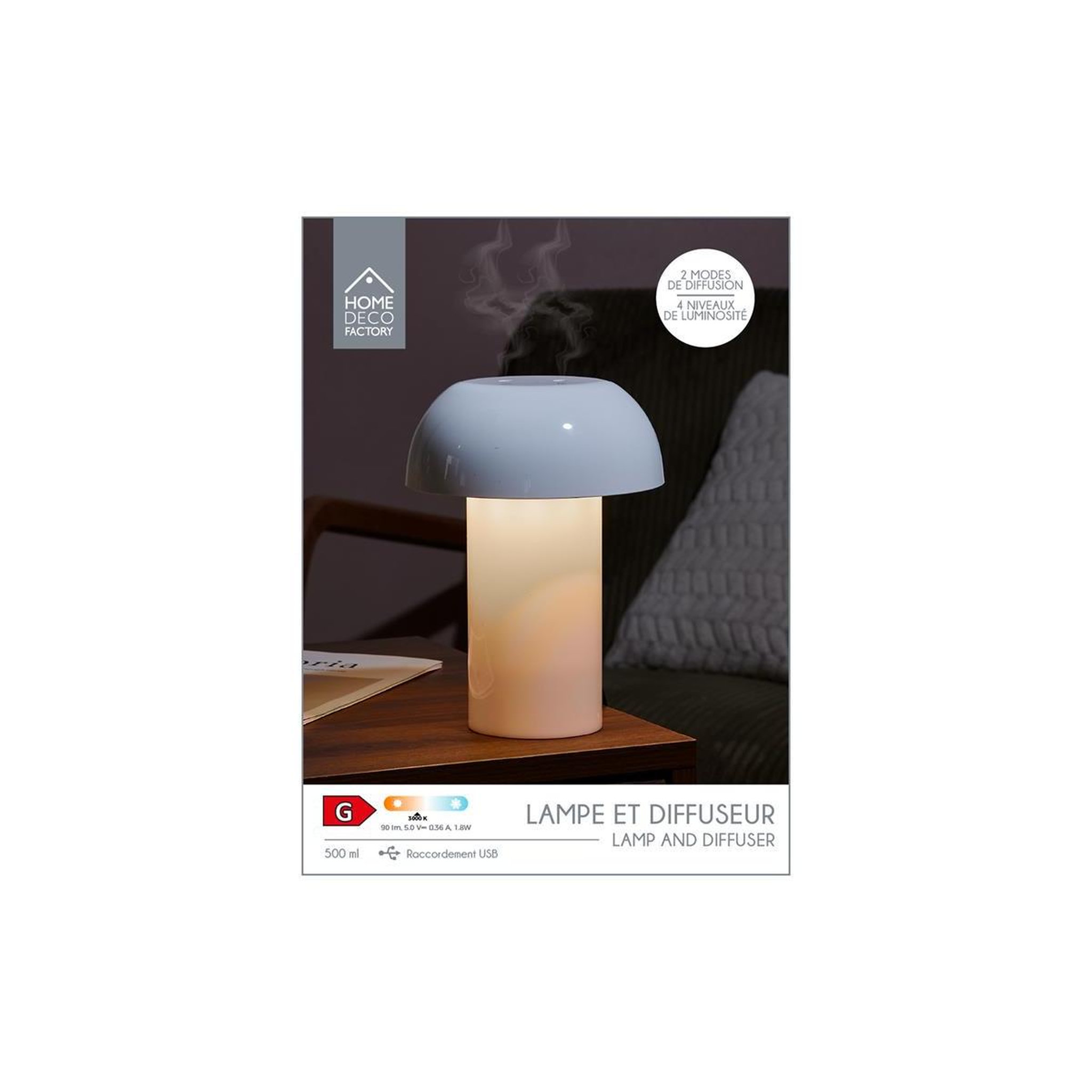 Voir la diapositive 6 : The Home Deco Factory Lampe à poser led & diffuseur  champignon  19cm blanc