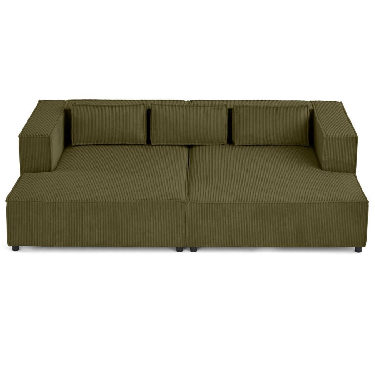 LISA DESIGN Stella - canapé droit 3 places avec double méridienne - assise profonde - en velours côtelé