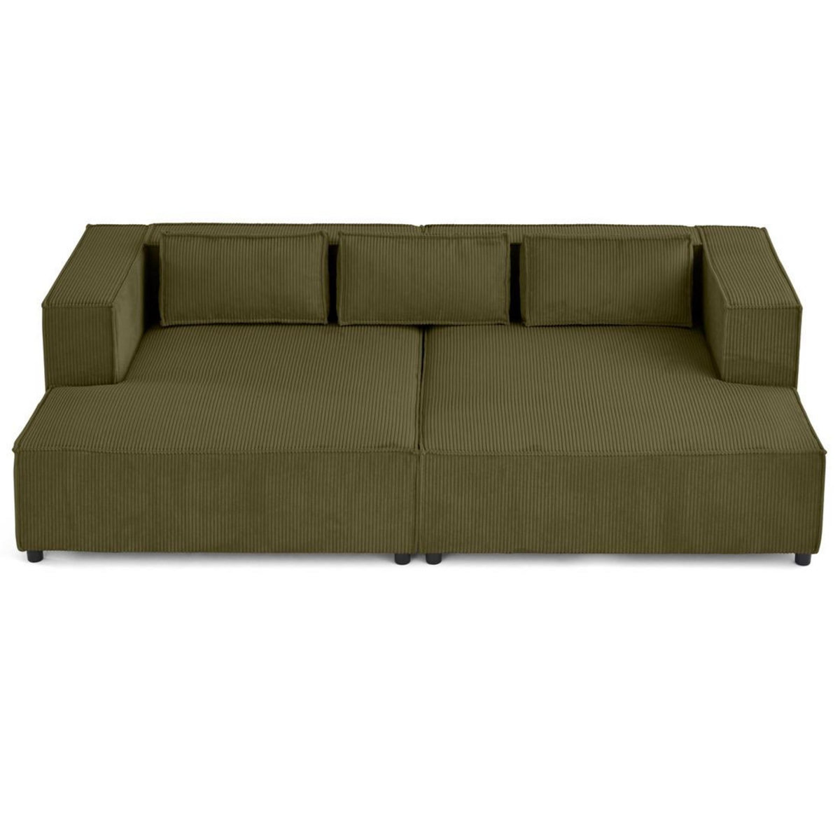 LISA DESIGN Stella - canapé droit 3 places avec double méridienne - assise profonde - en velours côtelé