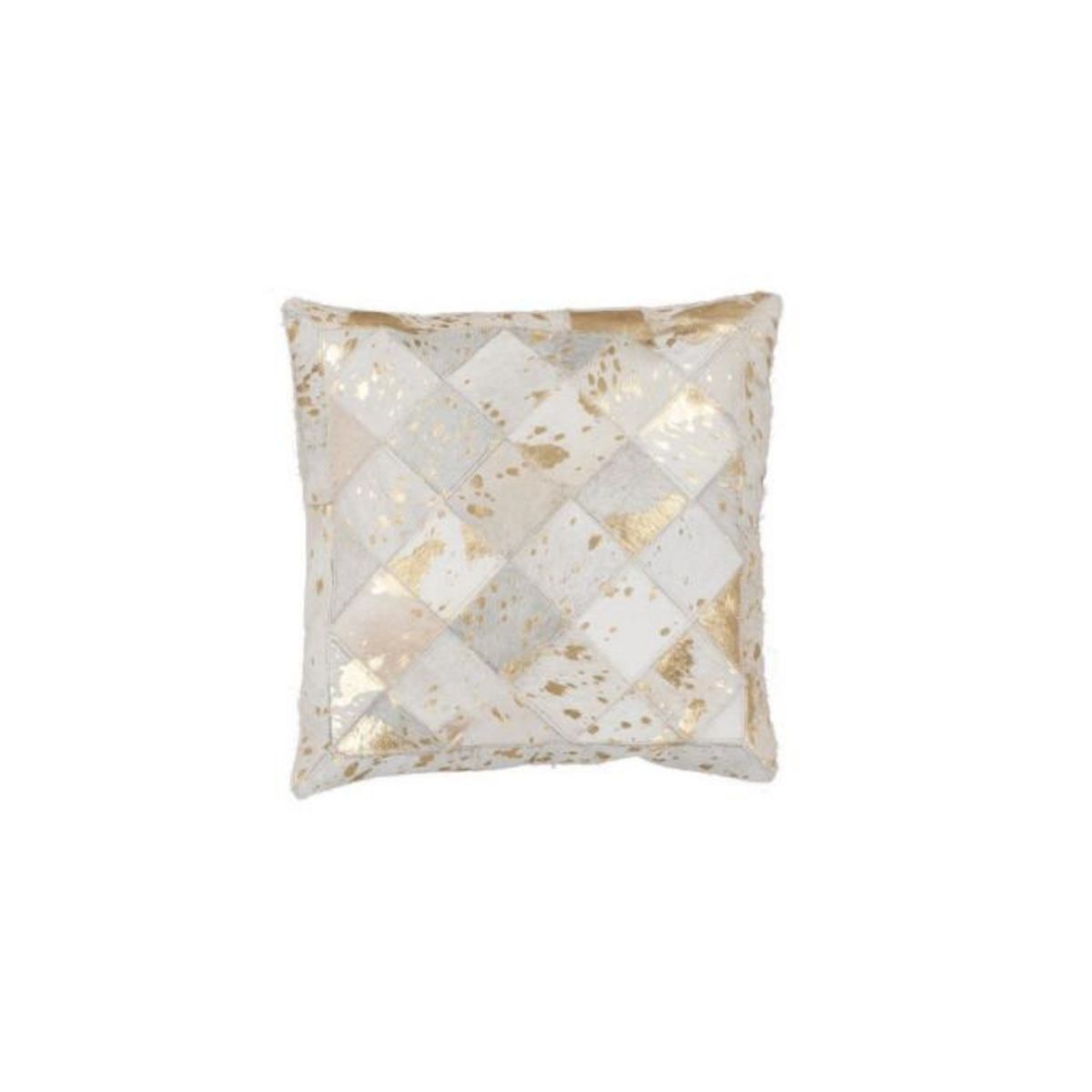 Paris Prix Coussin en Cuir  Lavish  45x45cm Ivoire & Or