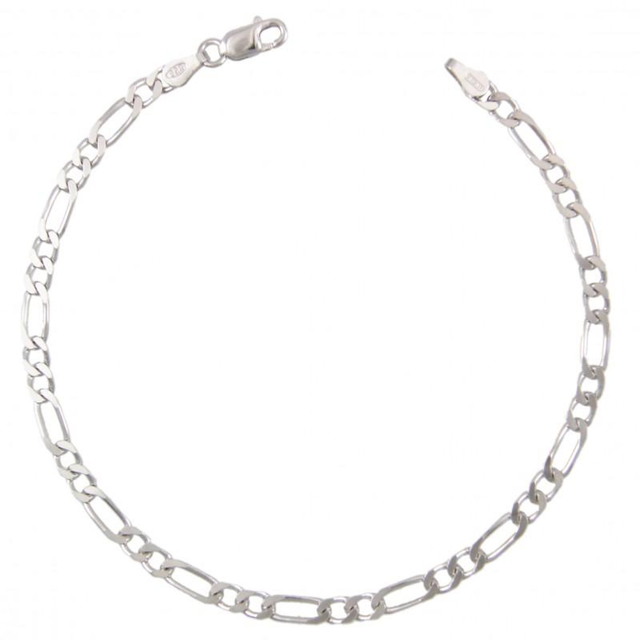 Voir la diapositive 1 : L'ATELIER D'AZUR Bracelet Argent 925/000 Maille Figaro Alternée 1+2 - Homme