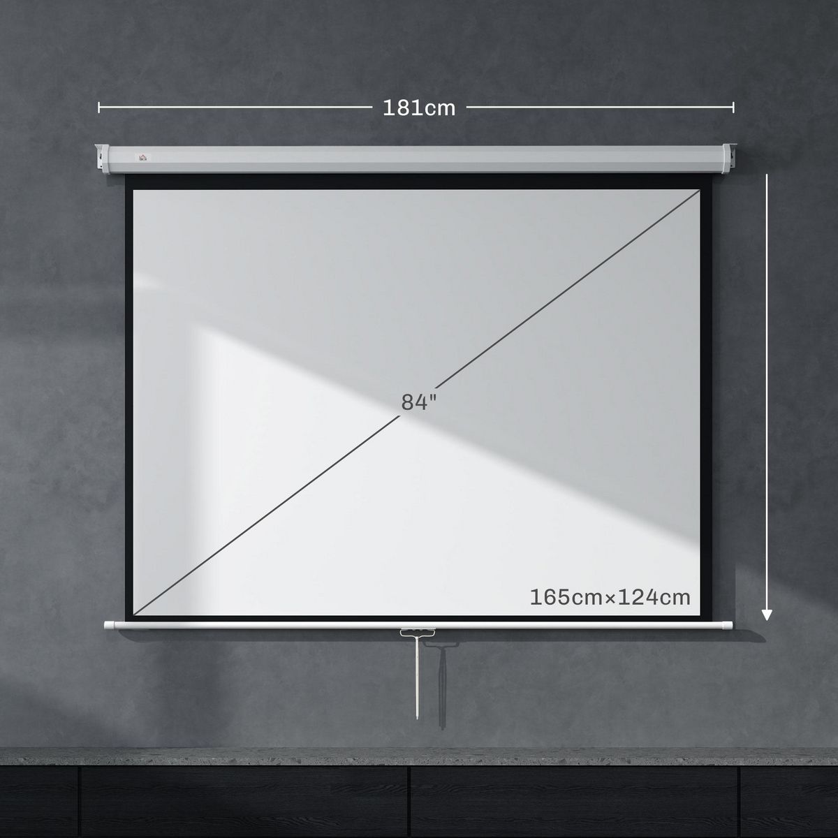 HOMCOM Écran de projection home-cinéma TV format 4:3 84 pouces 4K HD métal PVC blanc