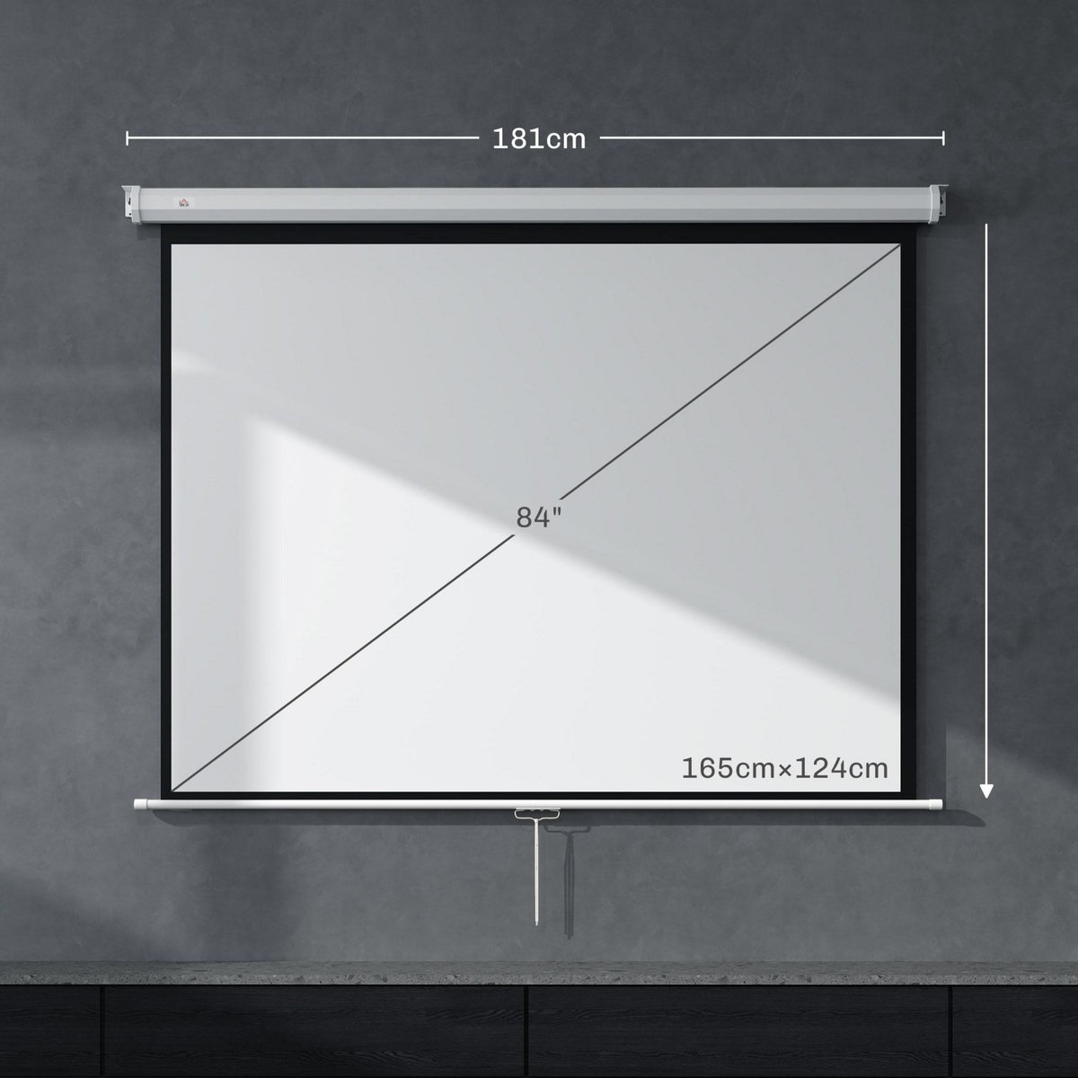 HOMCOM Écran de projection home-cinéma TV format 4:3 84 pouces 4K HD métal PVC blanc