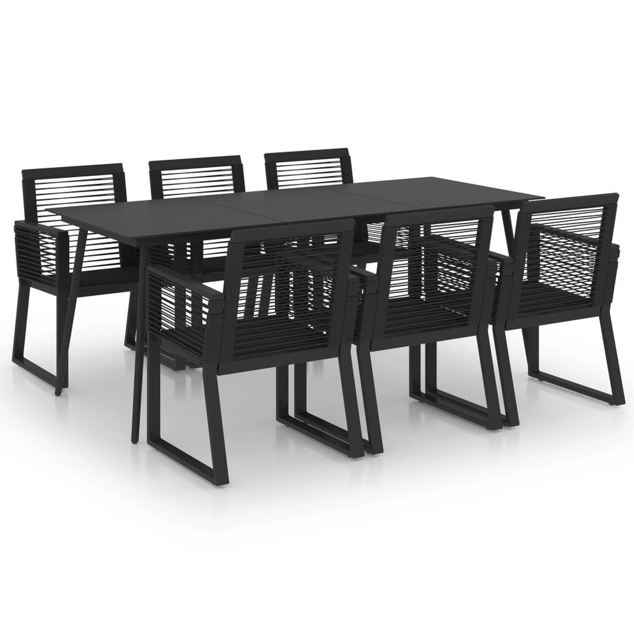 Voir la diapositive 2 : VIDAXL Ensemble a manger d'exterieur 7 pcs rotin pvc noir
