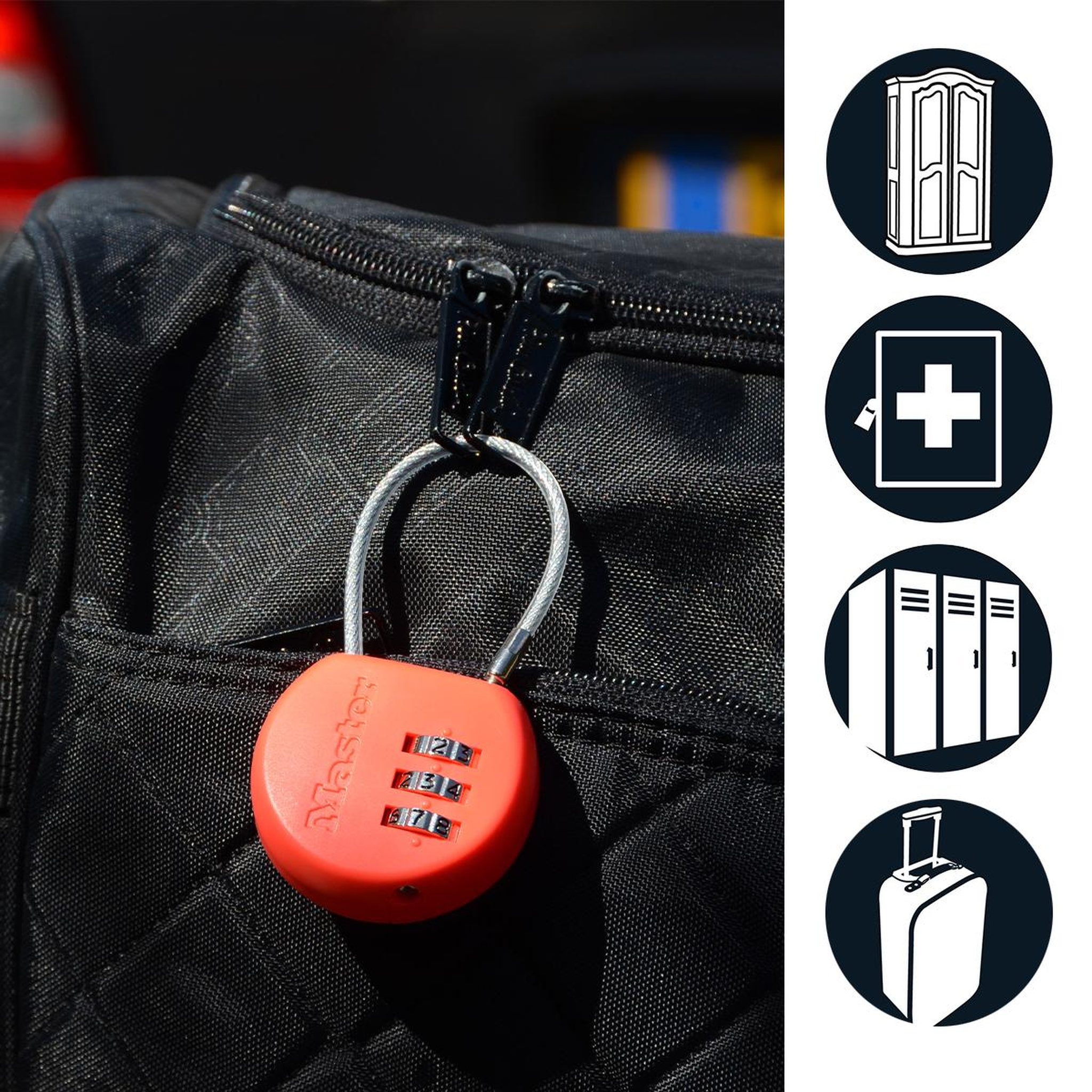 Master lock 4671EURDCOL Cadenas à Combinaison TSA, Couleur Aléatoire, 8,9 x 4,2 x 1,9 cm