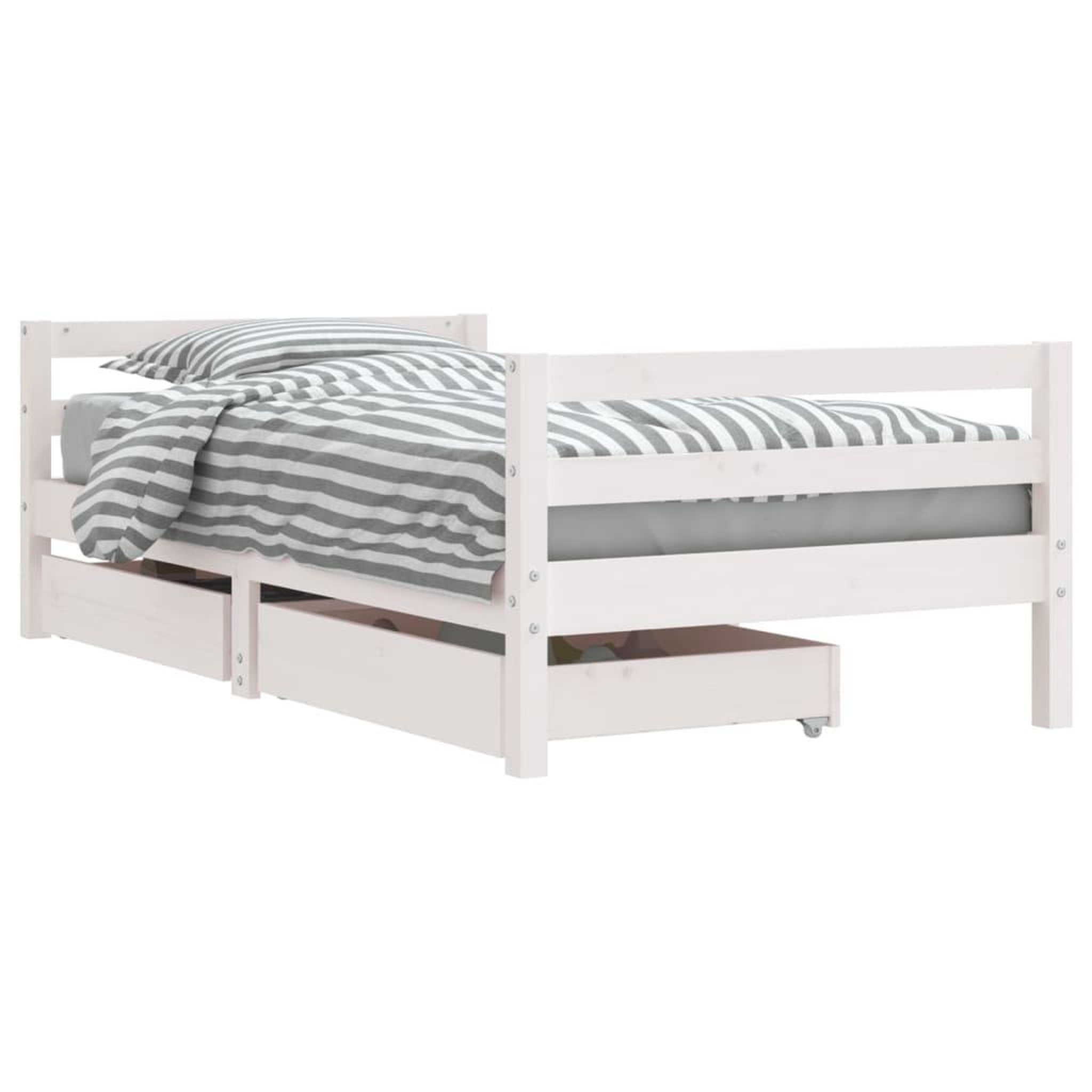 Voir la diapositive 2 : VIDAXL Cadre de lit pour enfant tiroirs blanc 80x160cm bois pin massif