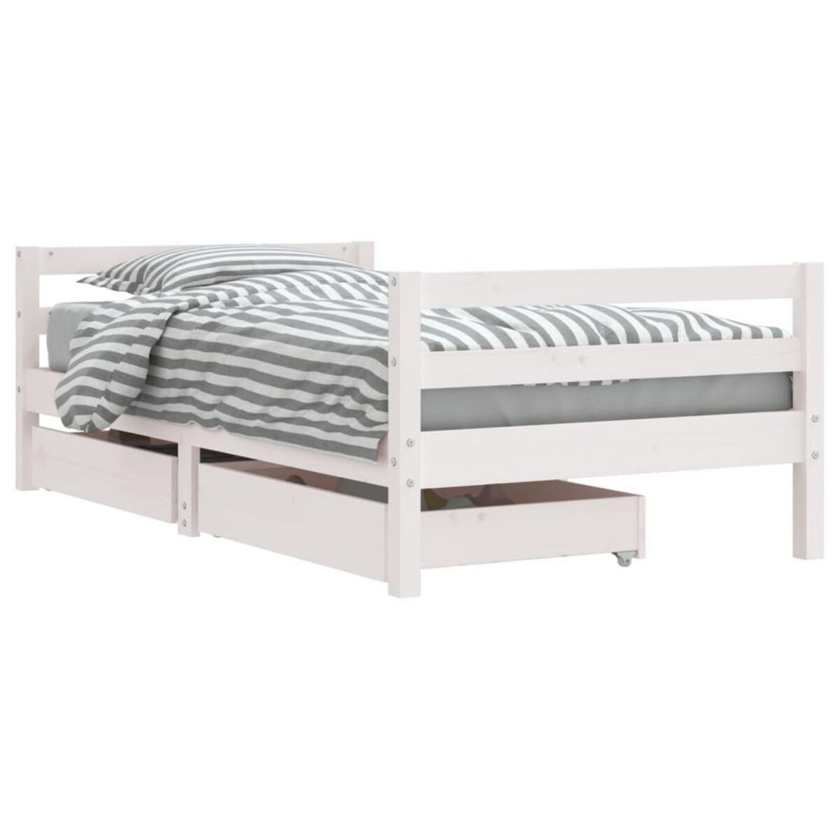 VIDAXL Cadre de lit pour enfant tiroirs blanc 80x160cm bois pin massif