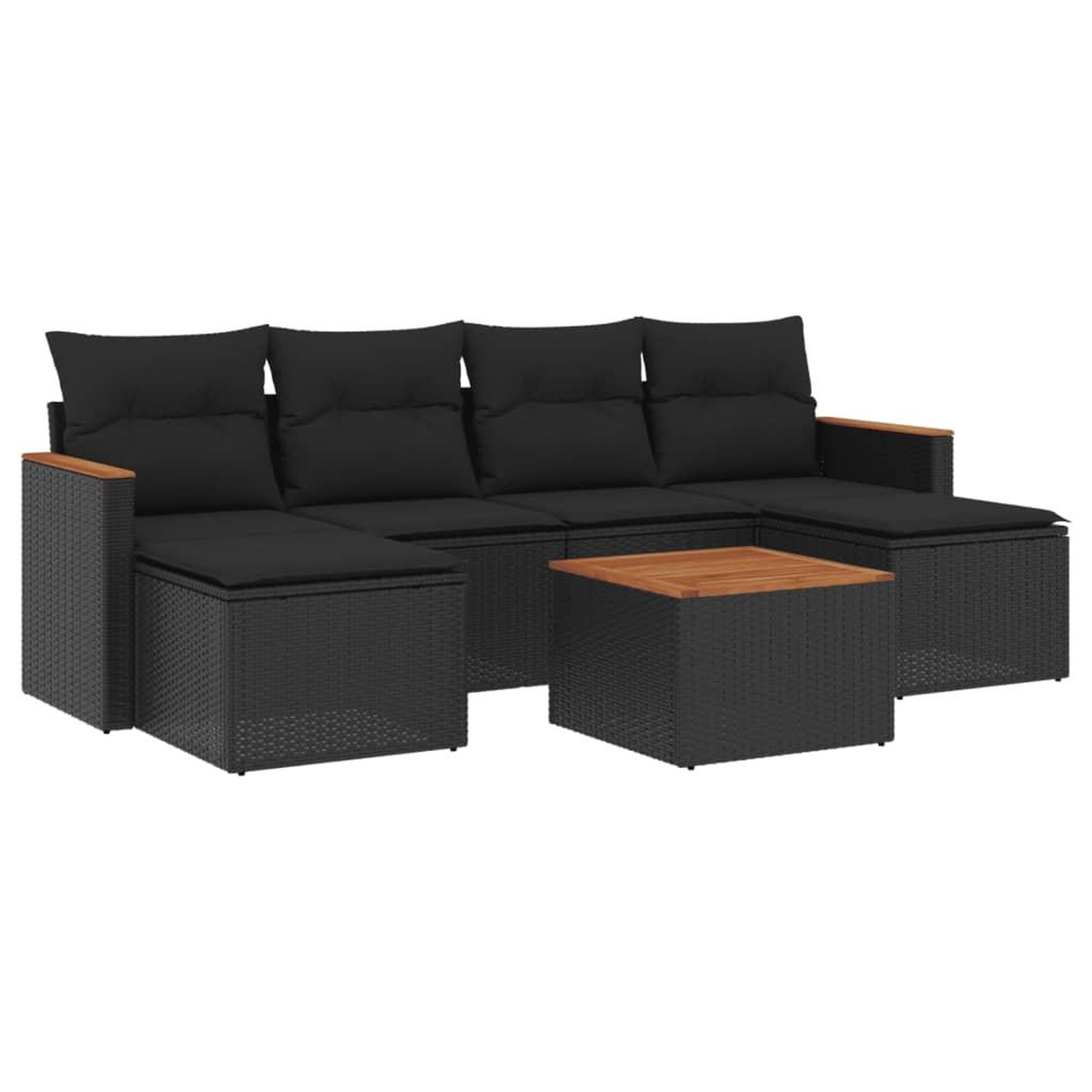 Voir la diapositive 2 : VIDAXL Salon de jardin 7 pcs avec coussins noir resine tressee