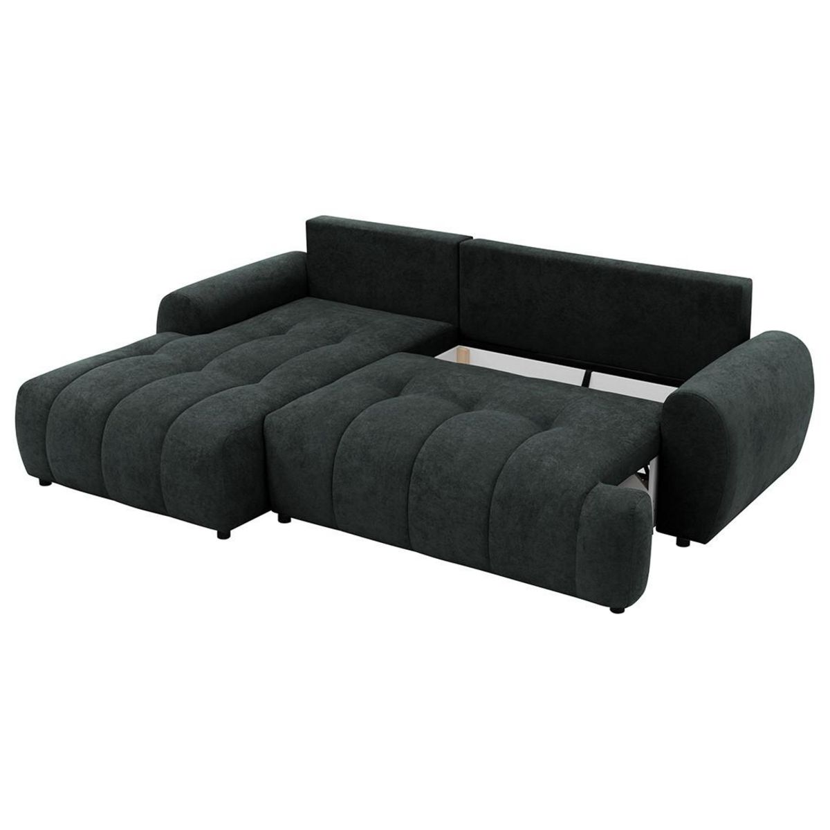 BEST MOBILIER Luzzio - canapé d'angle gauche 4 places convertible avec coffre en tissu texturé