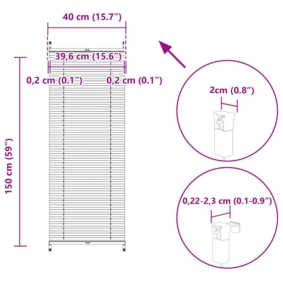 VIDAXL Store plisse 40x150 cm Blanc