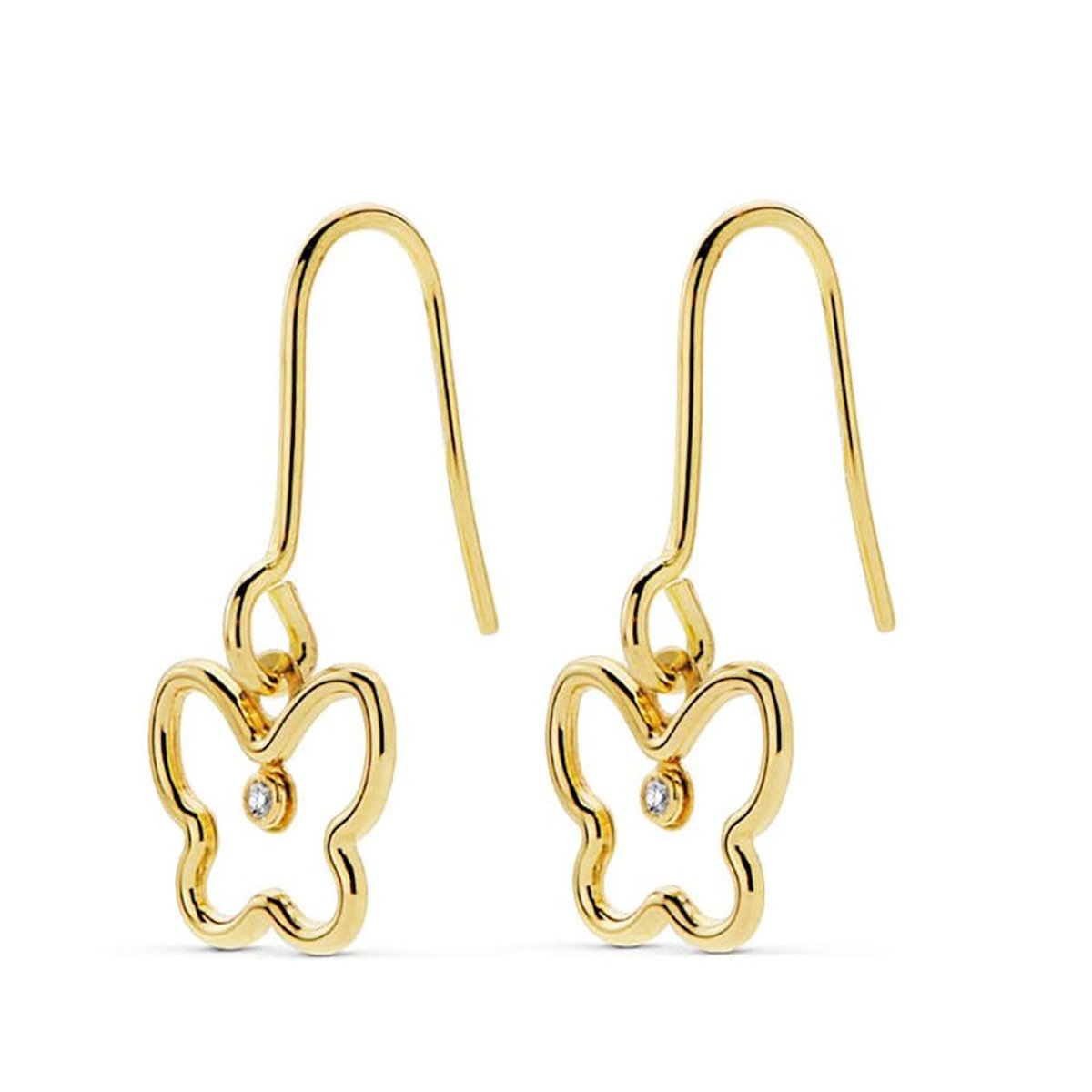 L'ATELIER D'AZUR Boucles d'Oreilles Or 18 Carats 750 Jaune - Motif Papillons Pendants