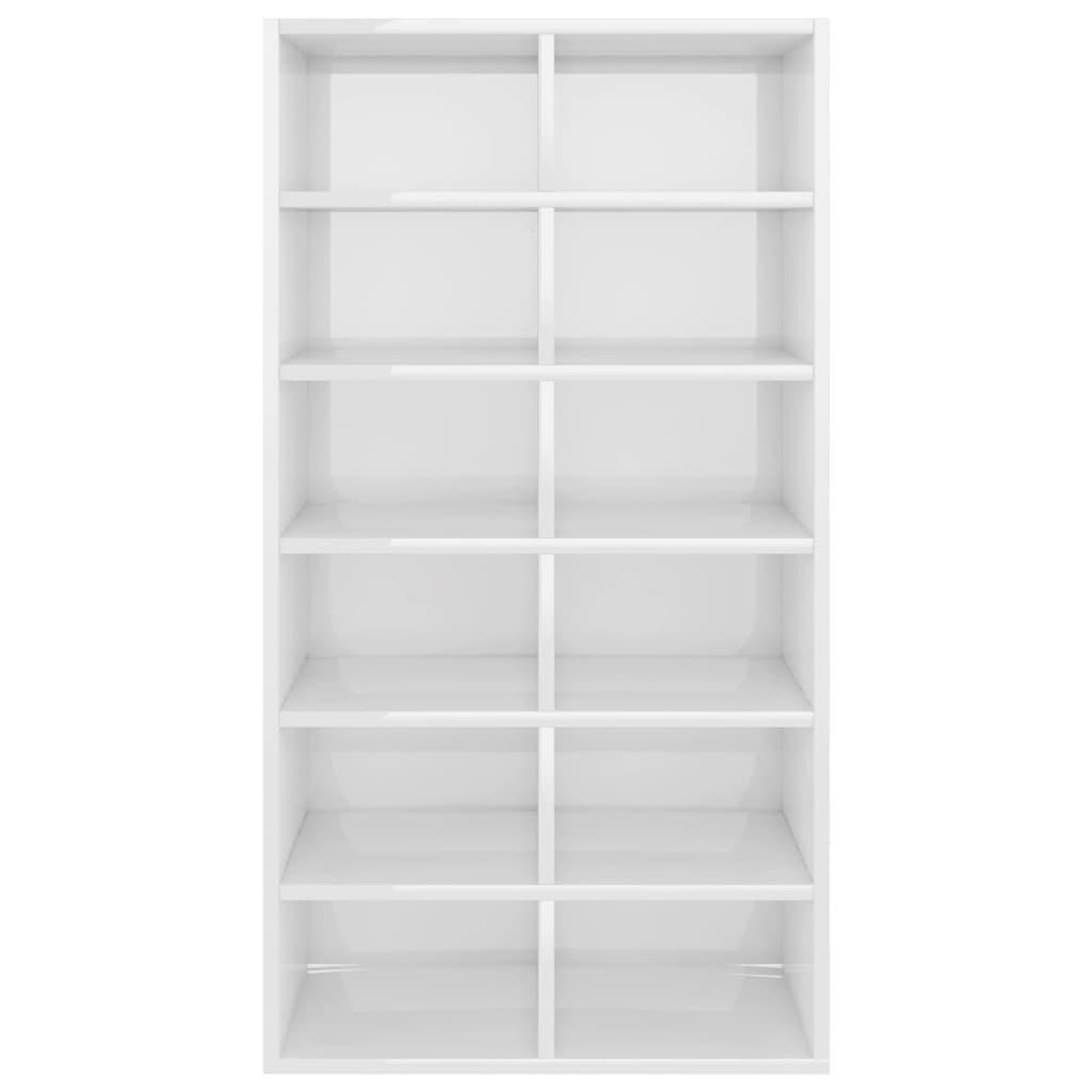 Voir la diapositive 4 : VIDAXL Etagere a chaussures Blanc brillant 54x34x100,5 cm