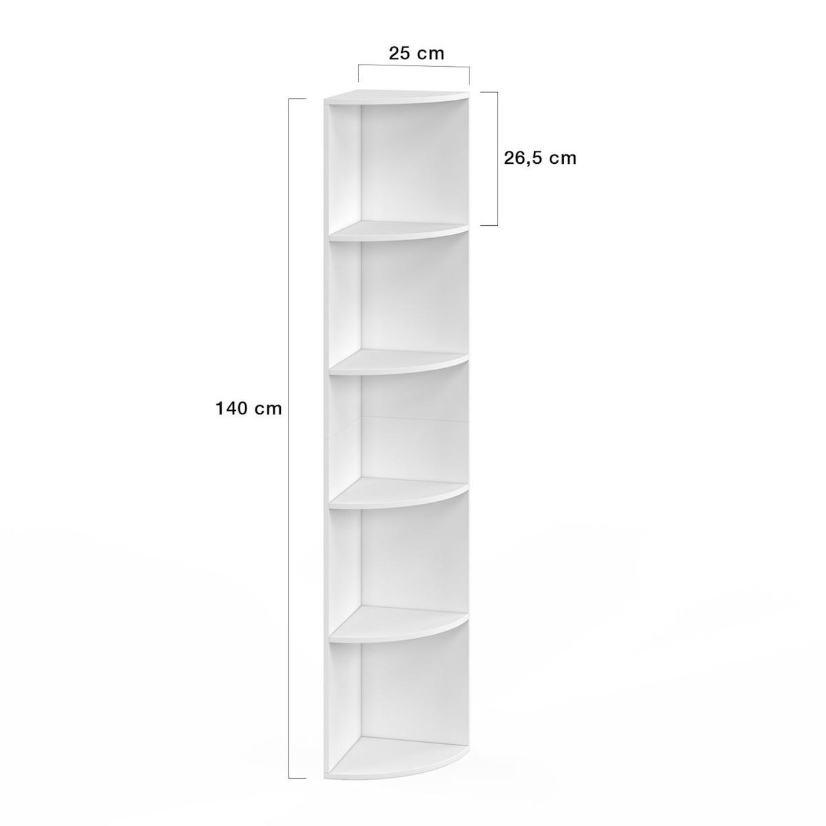 ID MARKET Etagère murale d'angle MODULA 5 niveaux blanche à poser ou à fixer
