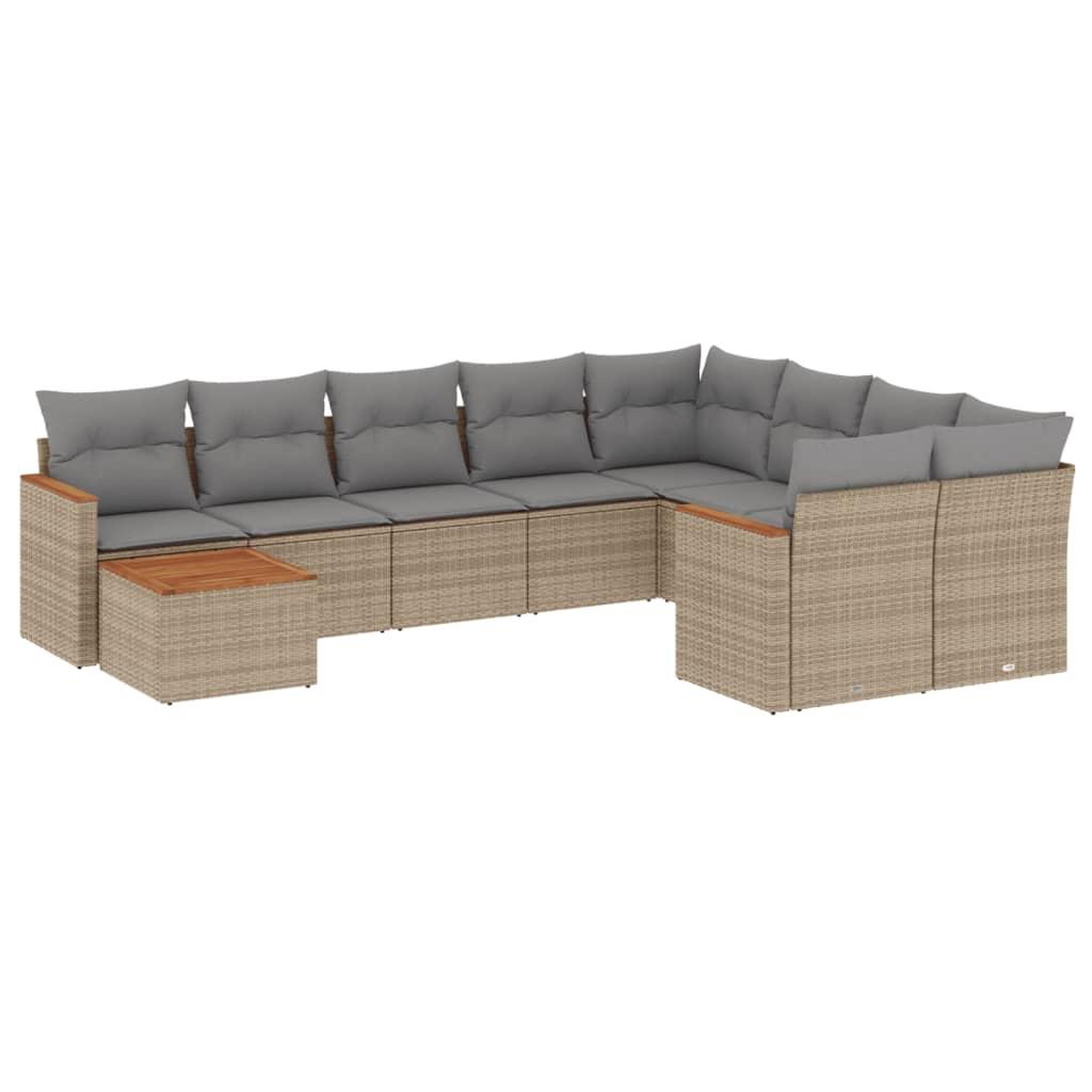 Voir la diapositive 2 : VIDAXL Salon de jardin et coussins 10 pcs melange beige resine tressee