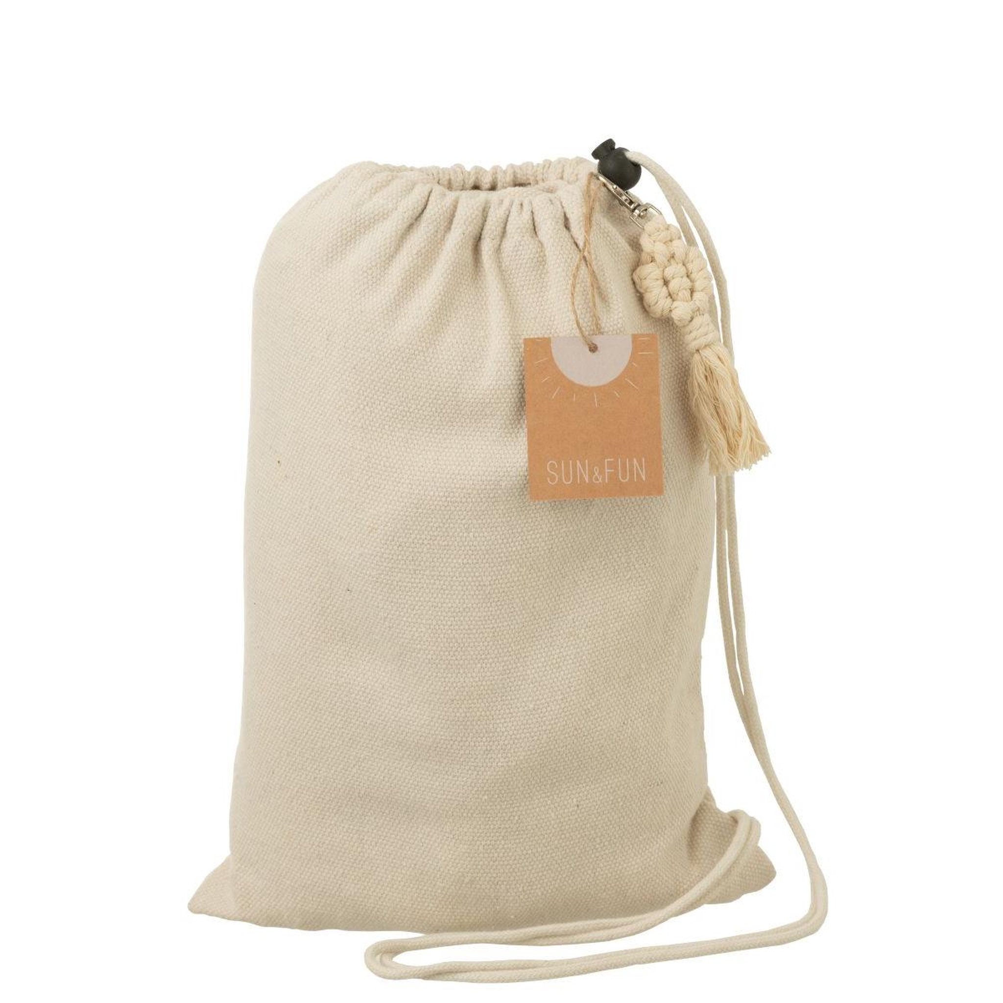 Voir la diapositive 4 : J-LINE Hamac en tissu  uni  200cm beige clair
