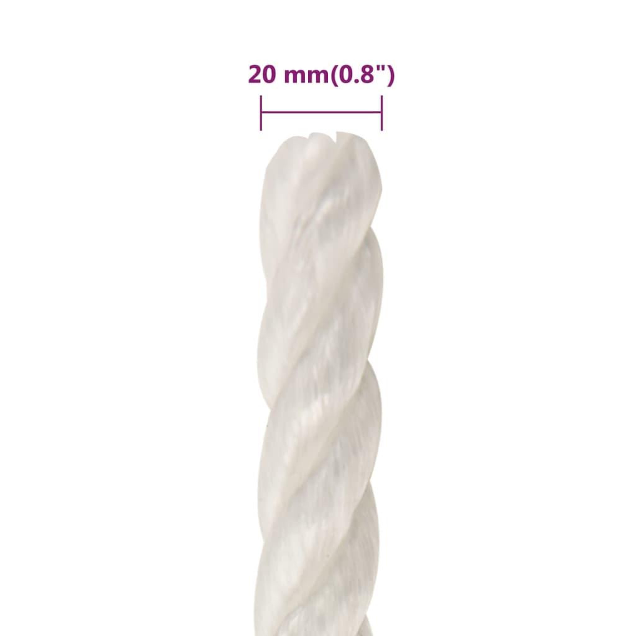 Voir la diapositive 6 : VIDAXL Corde de travail Blanc 20 mm 100 m polypropylene