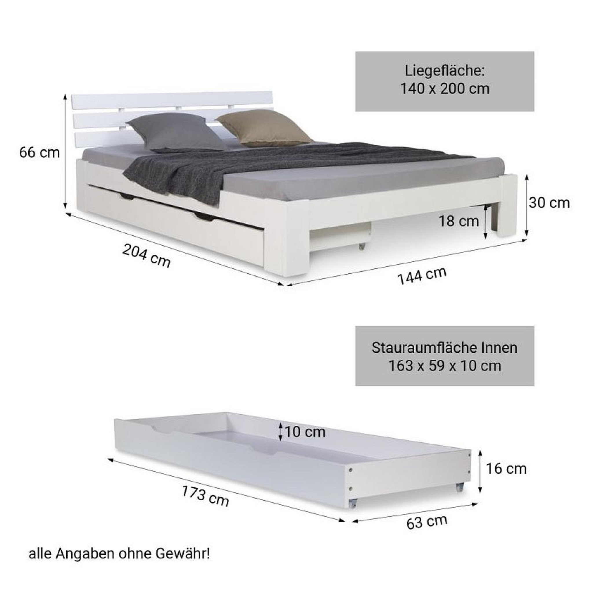 Voir la diapositive 4 : HomeStyle4U Lit double 140x200 cm avec tiroir de lit sommier