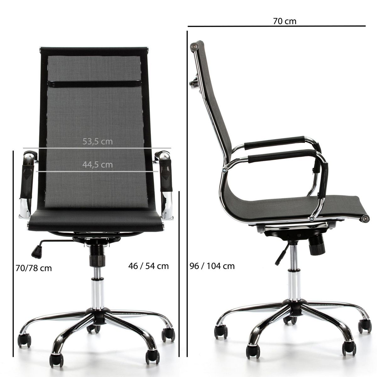 VS VENTA-STOCK Fauteuil de Bureau inclinable Slim, Hauteur réglable, Design Ergonomique