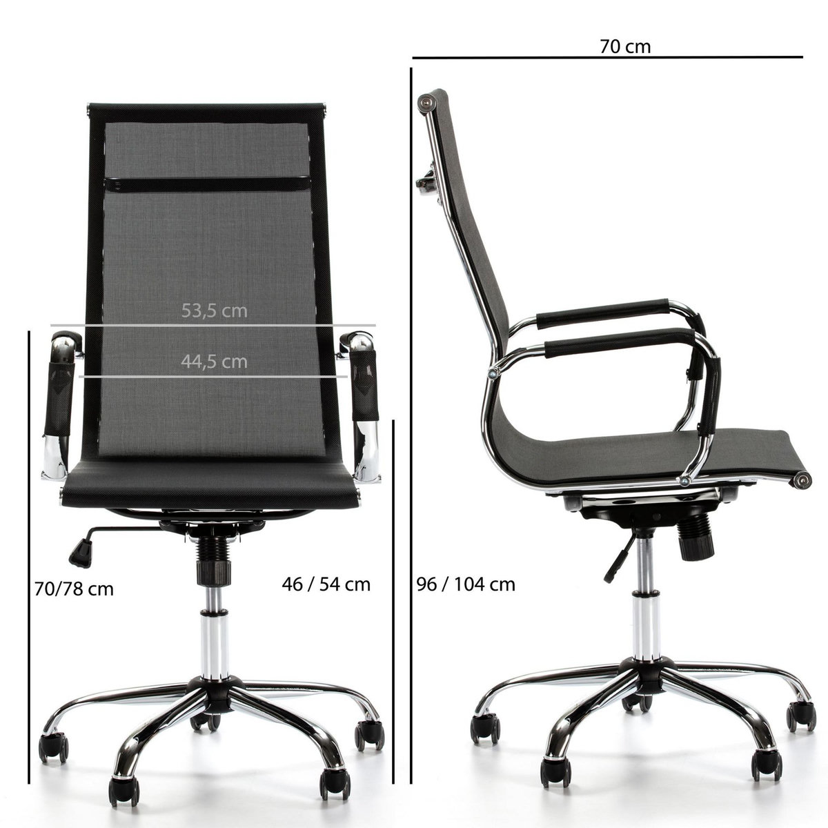 VS VENTA-STOCK Fauteuil de Bureau inclinable Slim, Hauteur réglable, Design Ergonomique