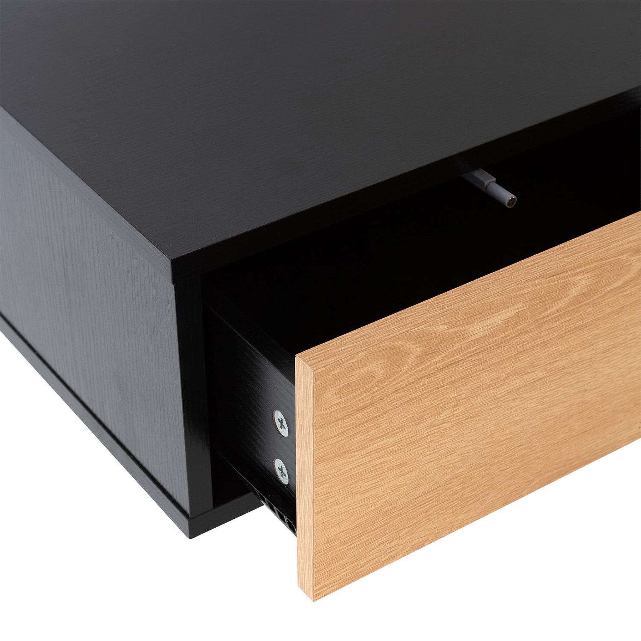 Voir la diapositive 5 : VS VENTA-STOCK Table de chevet flottante Apolo 1 tiroir couleur Noir