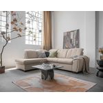 BEST MOBILIER Paul - canapé d'angle gauche - 5 places - convertible avec coffre et têtières - en tissu. Coloris disponibles : Orange, Marron