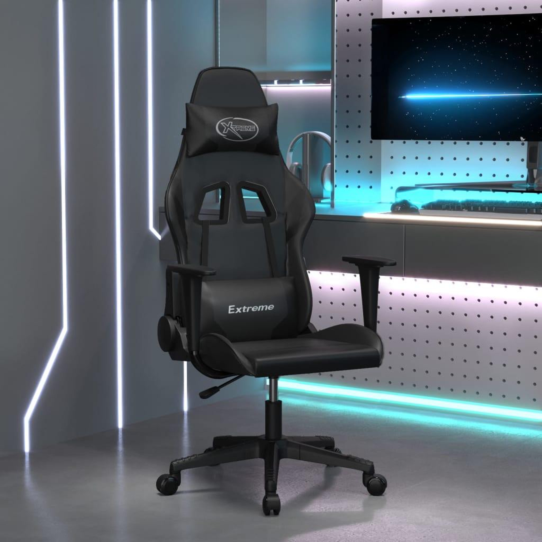 VIDAXL Chaise de jeu Noir Similicuir
