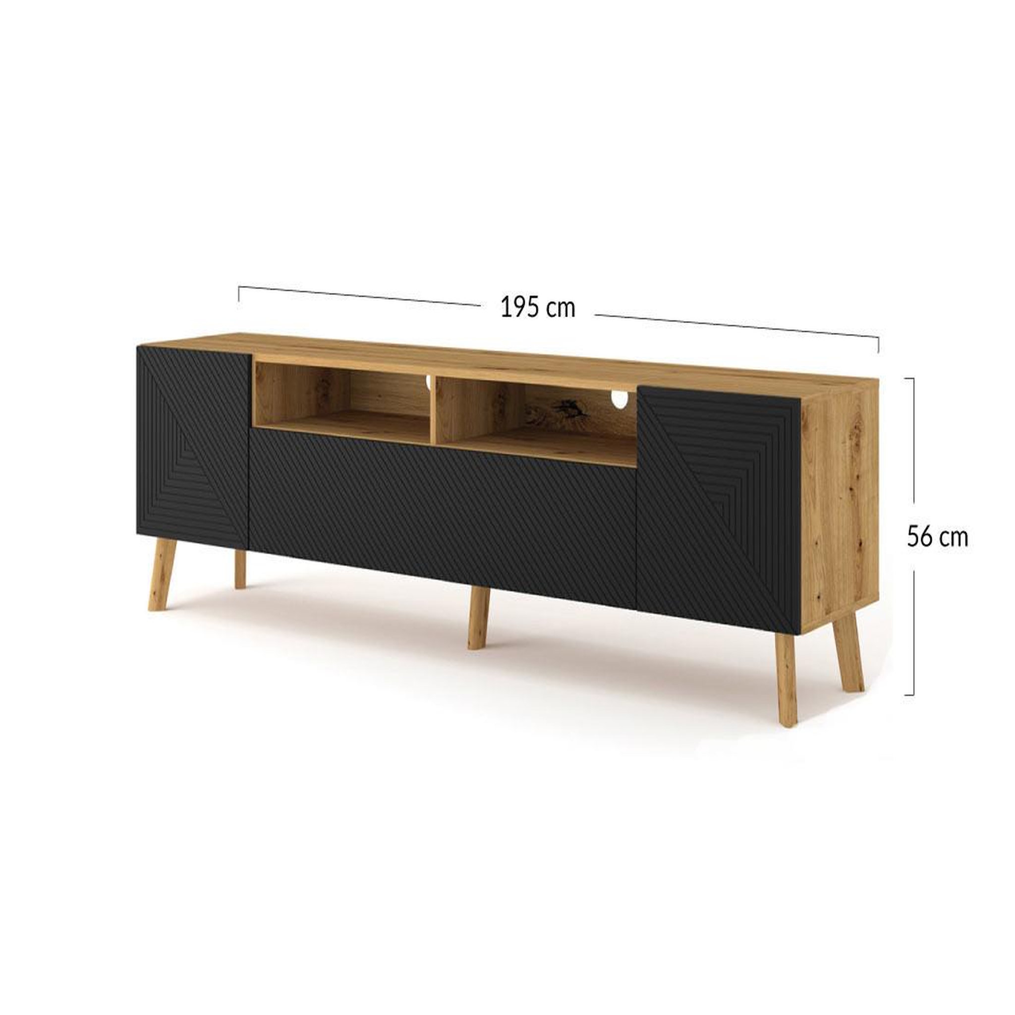 Voir la diapositive 6 : BEST MOBILIER Velato - meuble tv - effet bois et noir - 195 cm